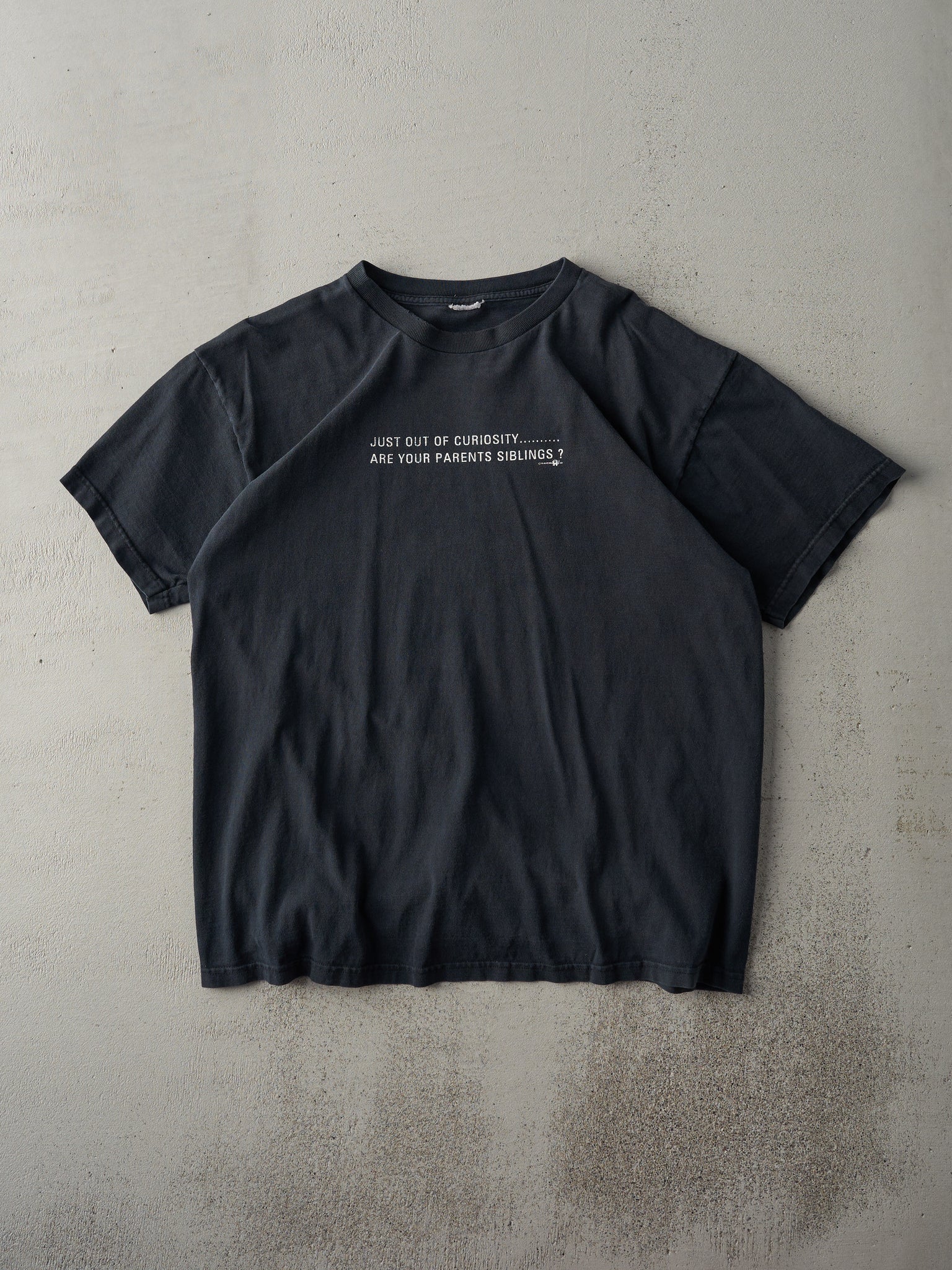 Vintage Y2K Black "Are Your Parents Siblings" Tee (M)