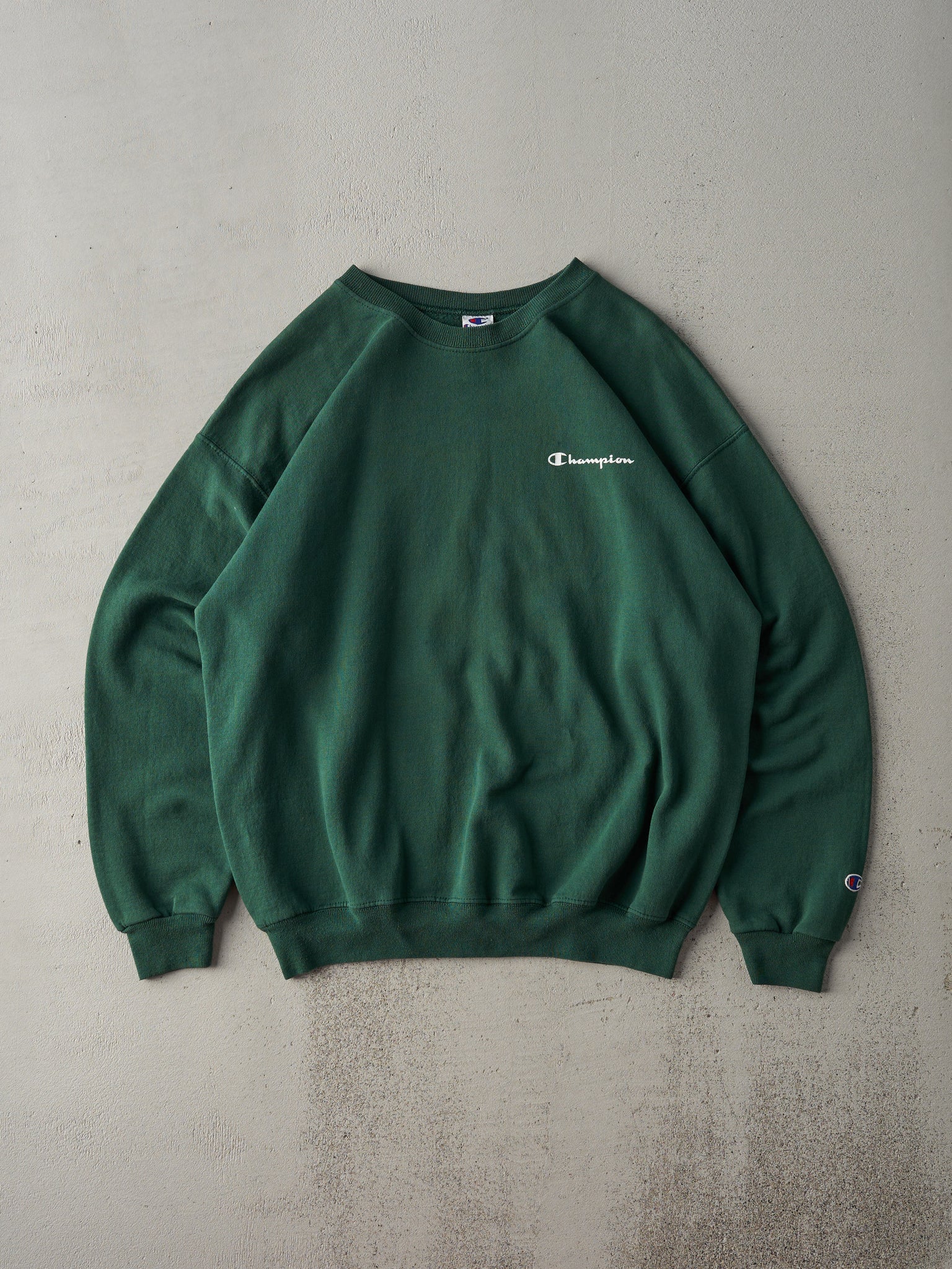 Vintage 90s Forest Green Champion Logo Crewneck (M)