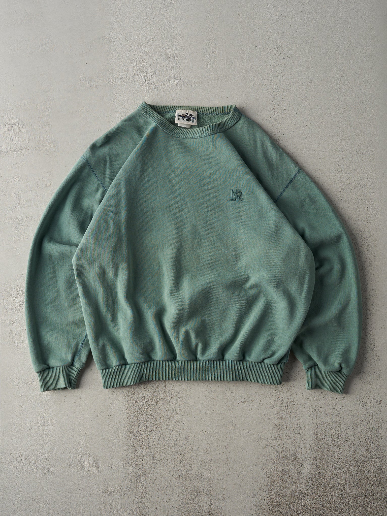 Vintage 90s Washed Green Northern Reflections Embroidered Logo Crewneck (L)