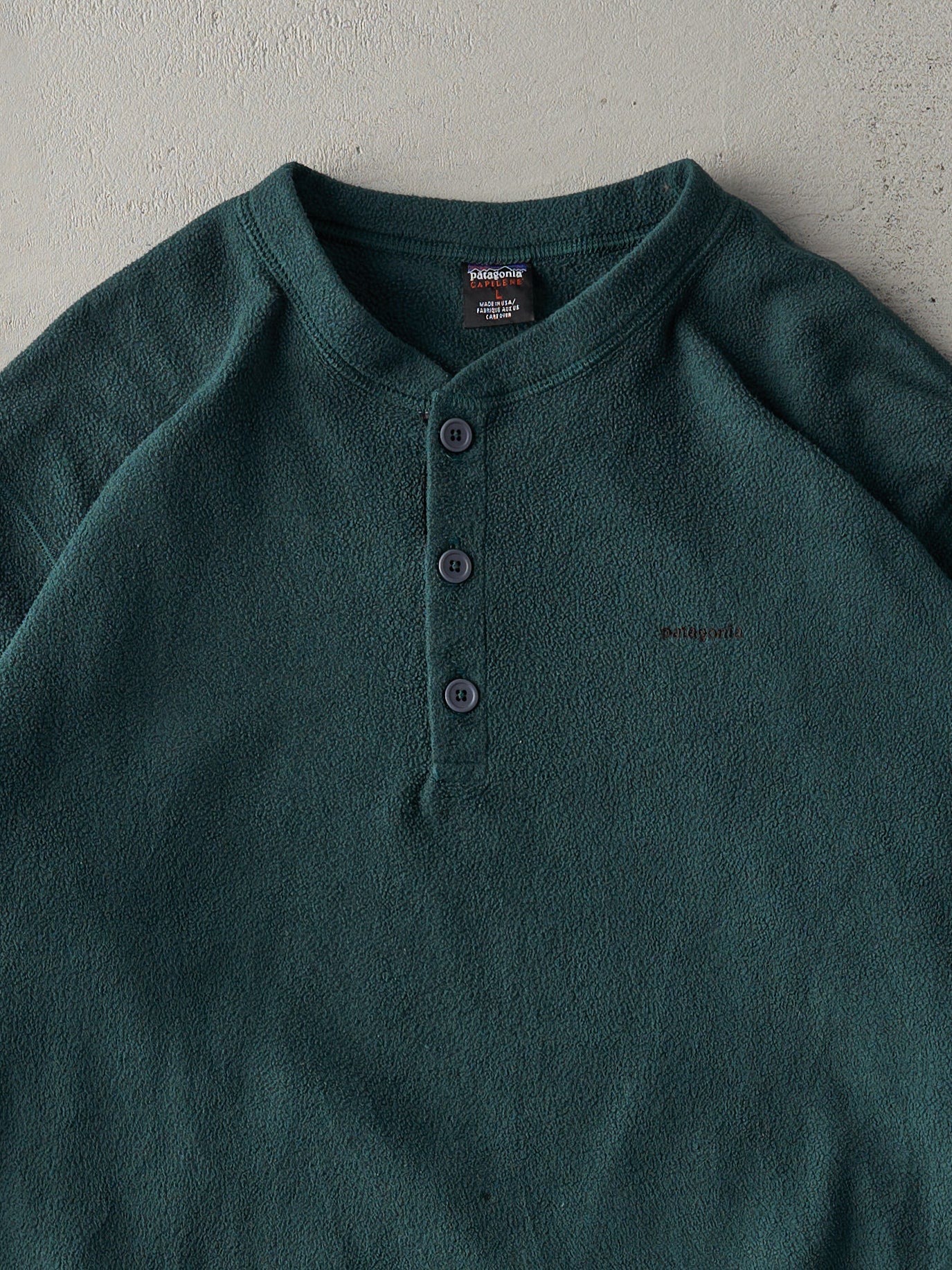 Vintage 90s Forest Green Patagonia Fleece Quarter Button Sweater (L)