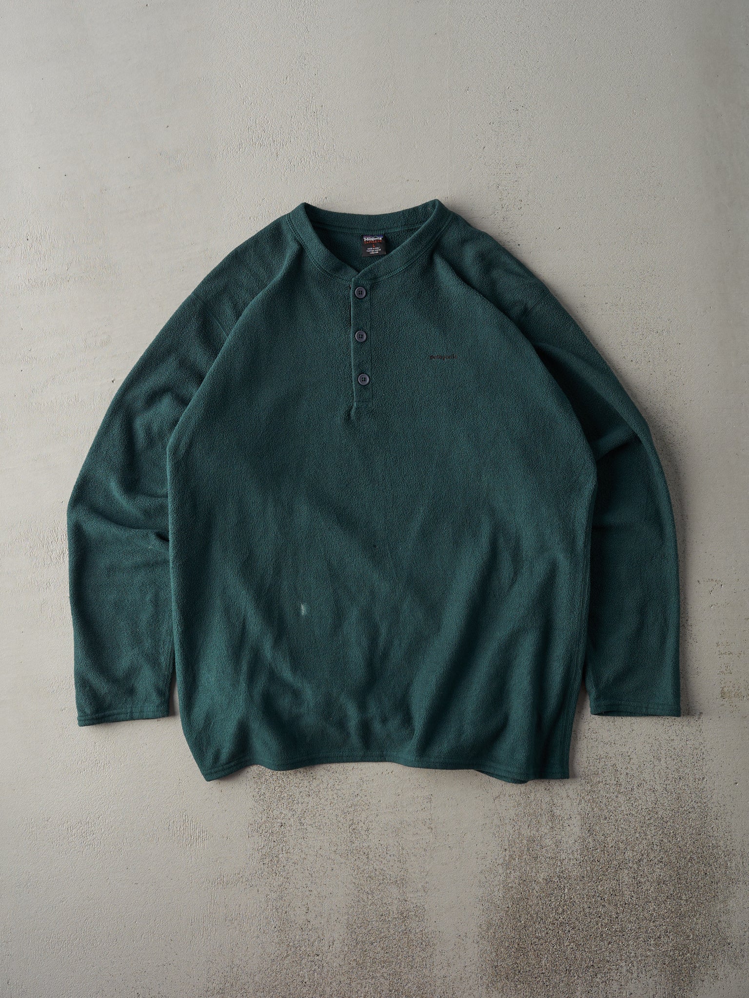 Vintage 90s Forest Green Patagonia Fleece Quarter Button Sweater (L)