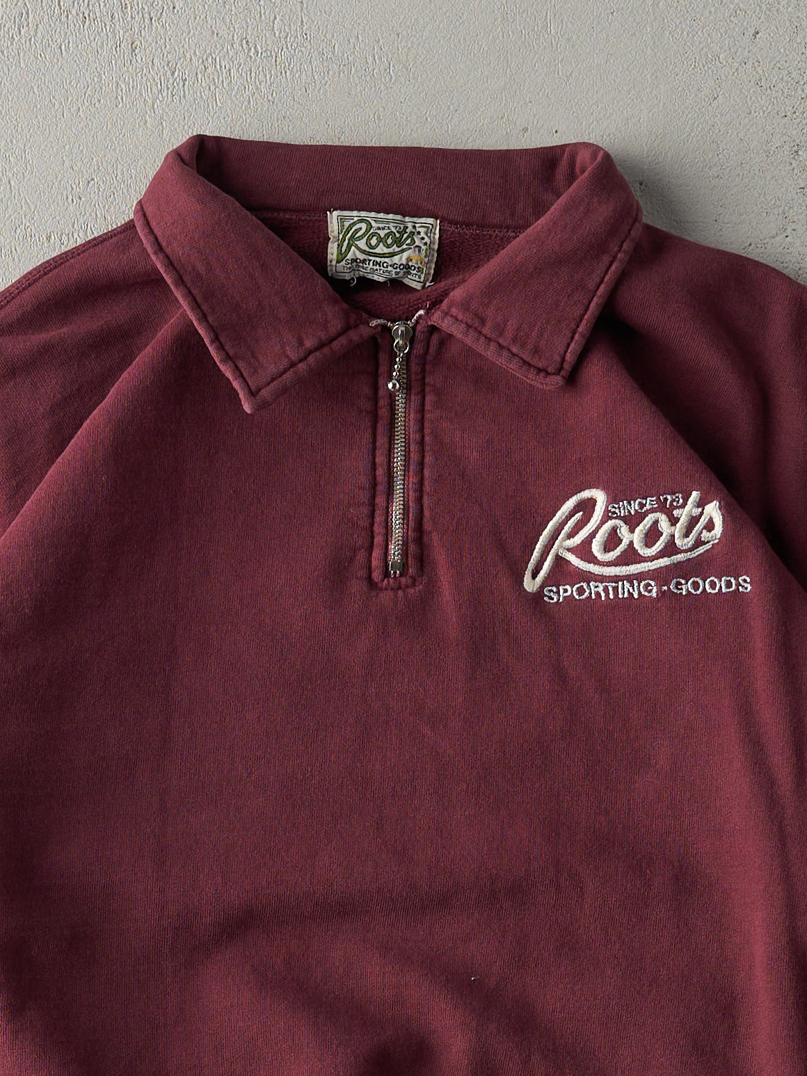 Vintage 90s Burgundy Roots Quarter Zip Crewneck (M)