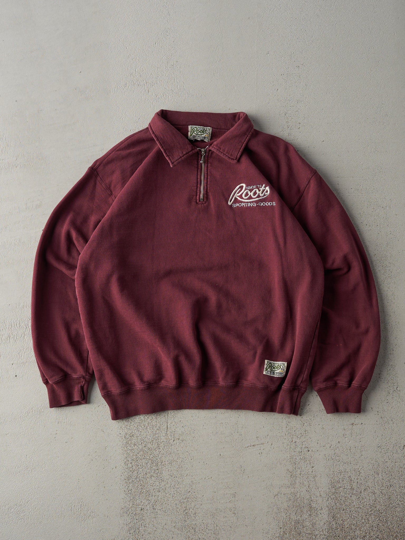 Vintage 90s Burgundy Roots Quarter Zip Crewneck (M)