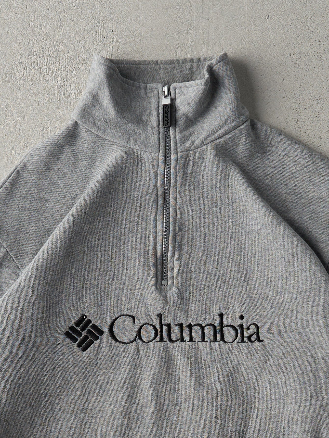 Vintage 90s Grey Columbia Quarter Zip Embroidered Crewneck (L)
