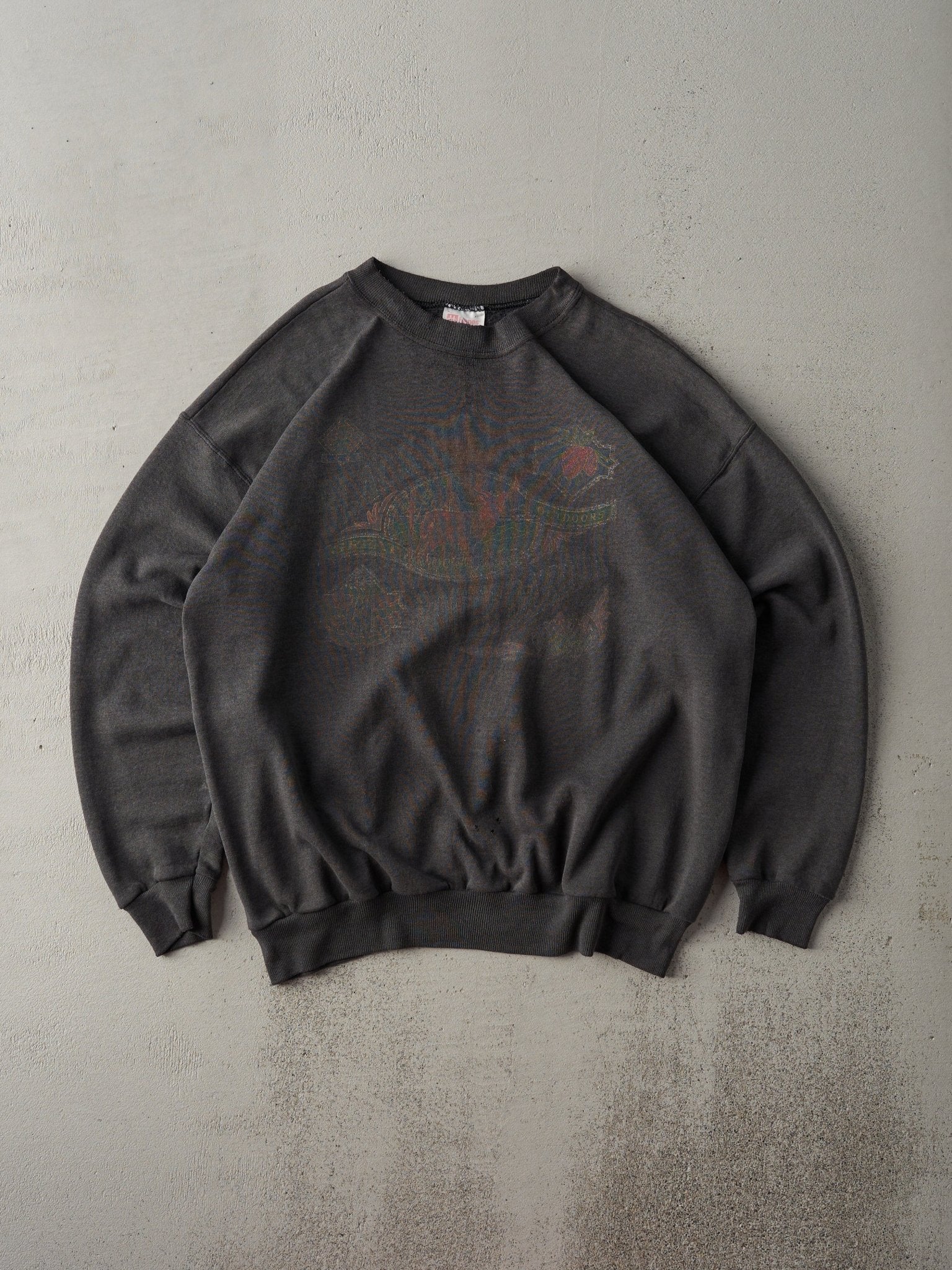 Vintage 90s Faded Charcoal Grey Black Hills South Dakota Crewneck (L)