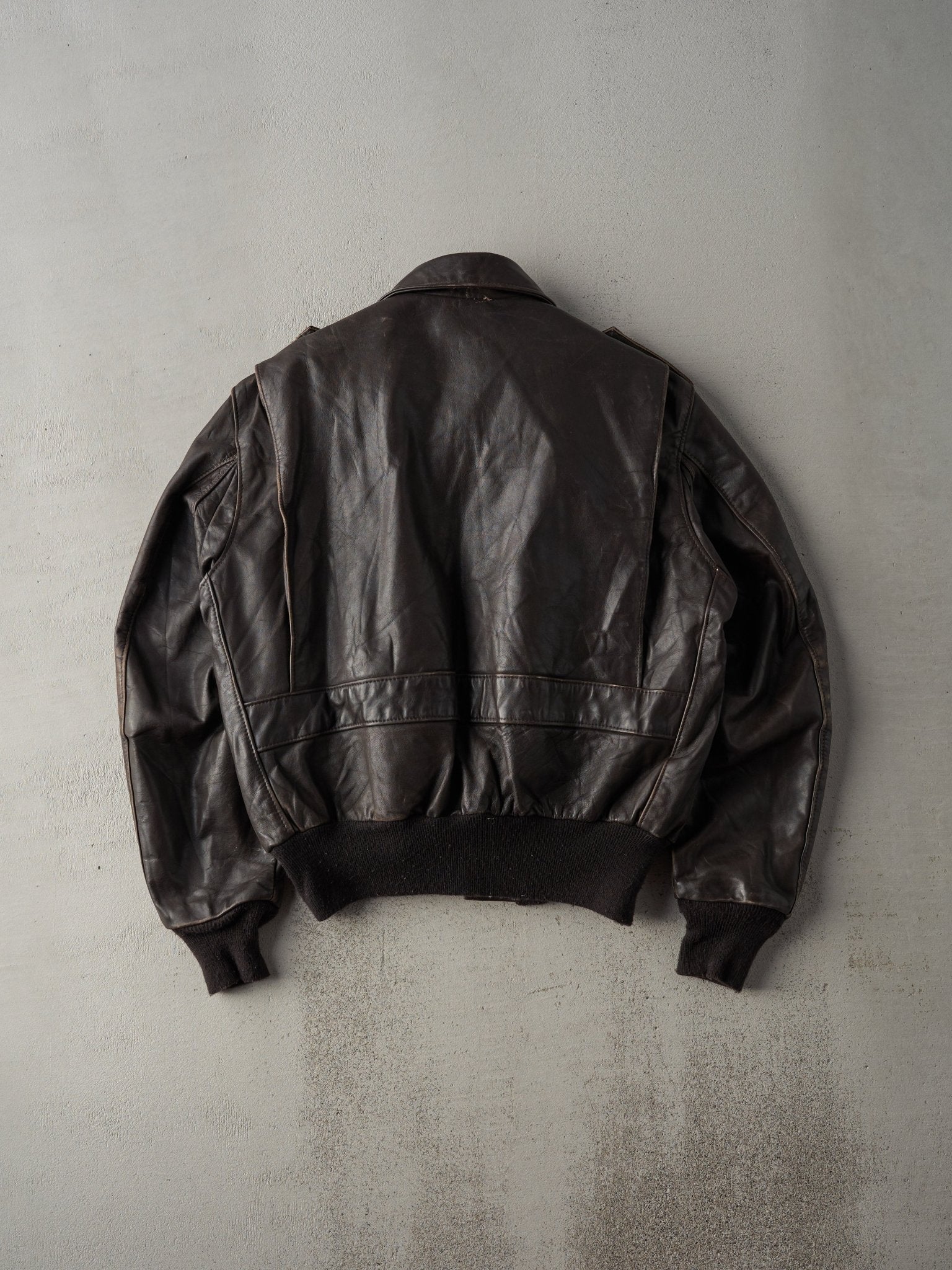 Vintage 90s Dark Brown Schott Leather Flight Jacket (M)