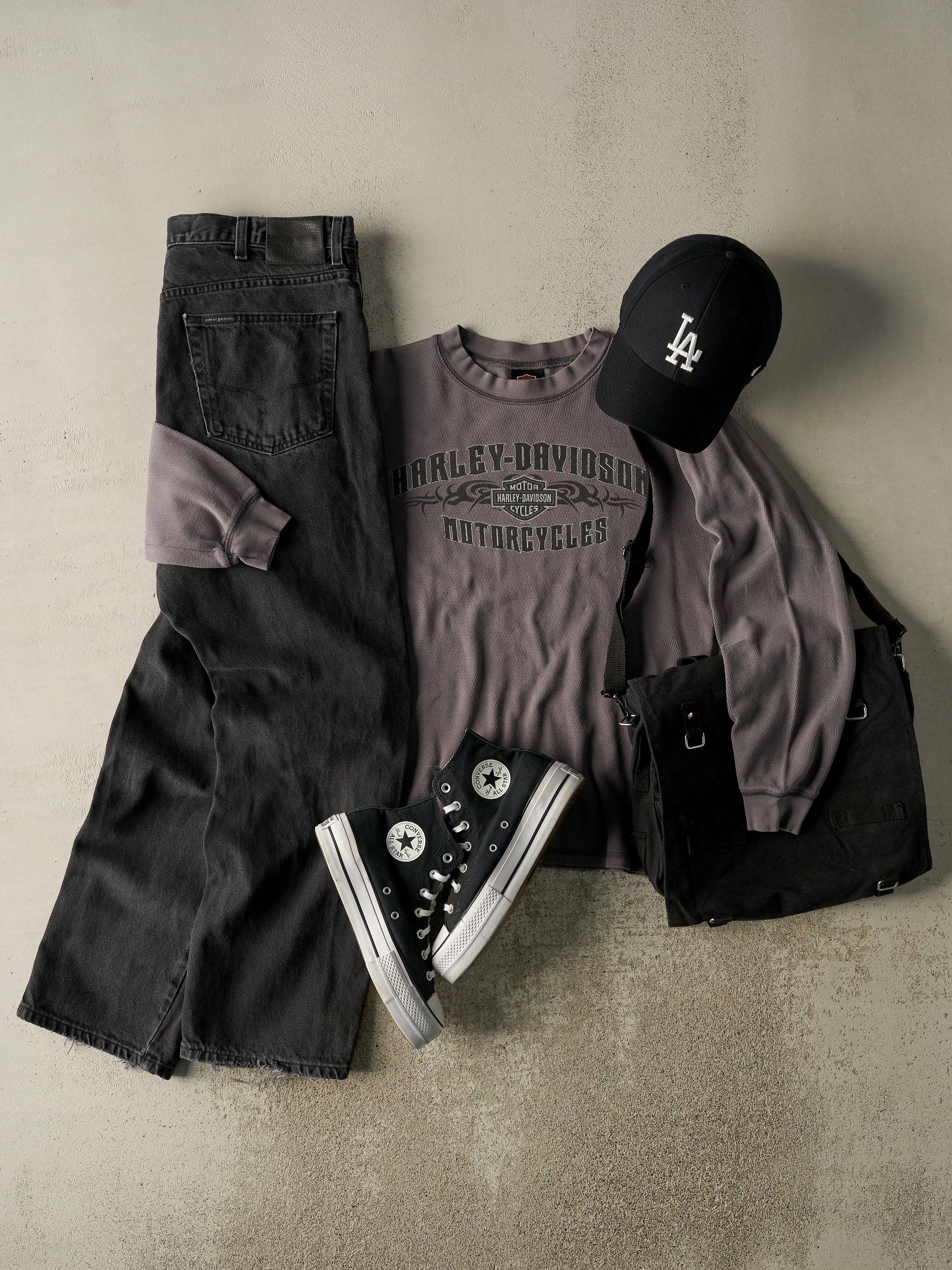 Vintage 90s Faded Black Harley Davidson Denim Pants (37x30)