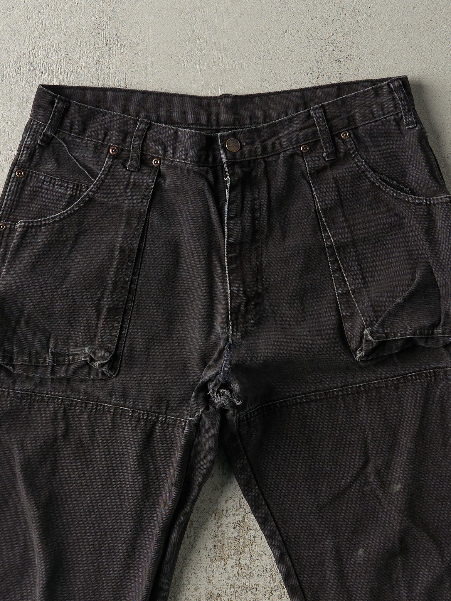 Vintage Y2K Faded Black Dickies L Pocket Double Knee Carpenter Pants (34x31.5)