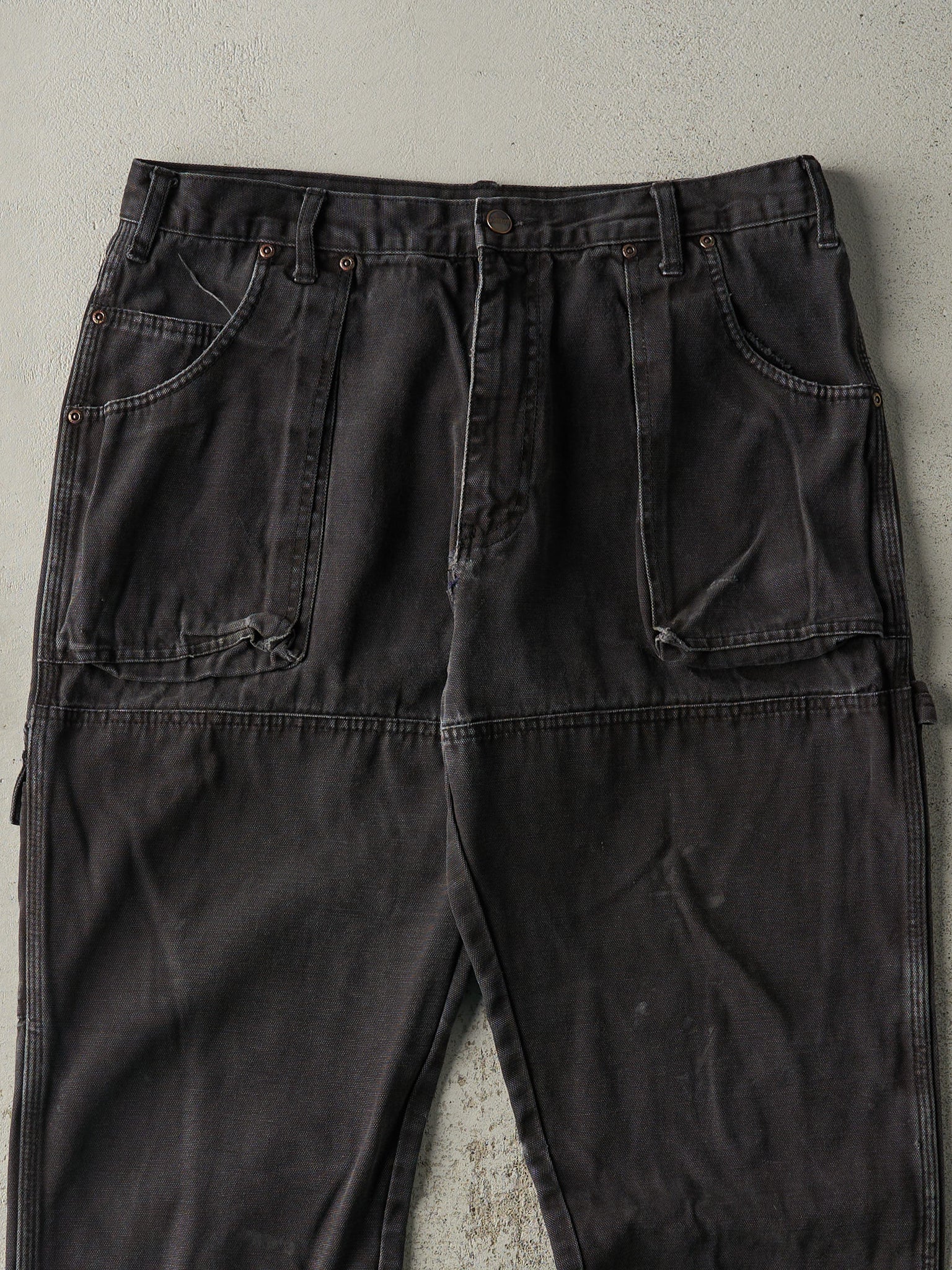 Vintage Y2K Faded Black Dickies L Pocket Double Knee Carpenter Pants (34x31.5)