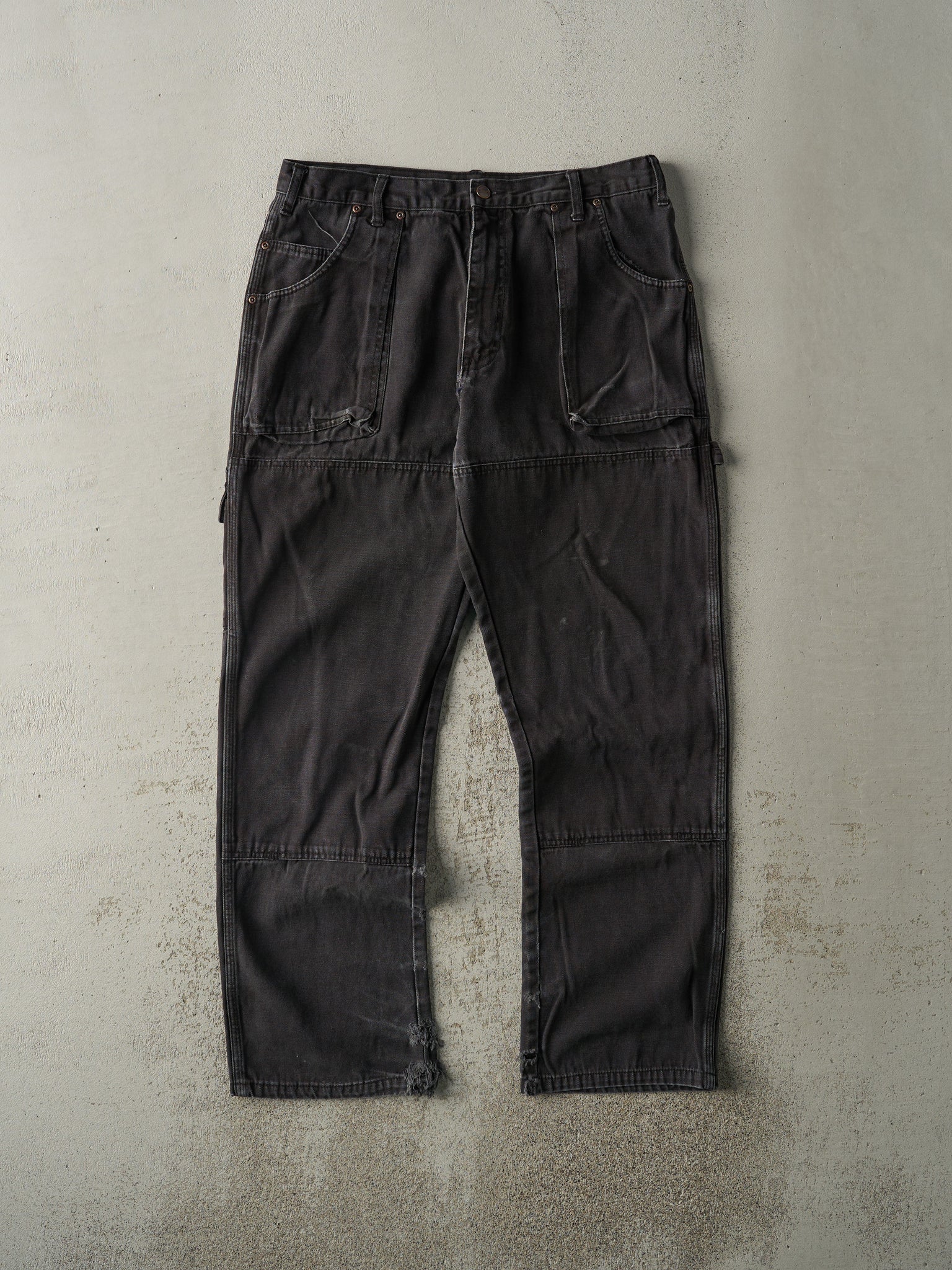 Vintage Y2K Faded Black Dickies L Pocket Double Knee Carpenter Pants (34x31.5)