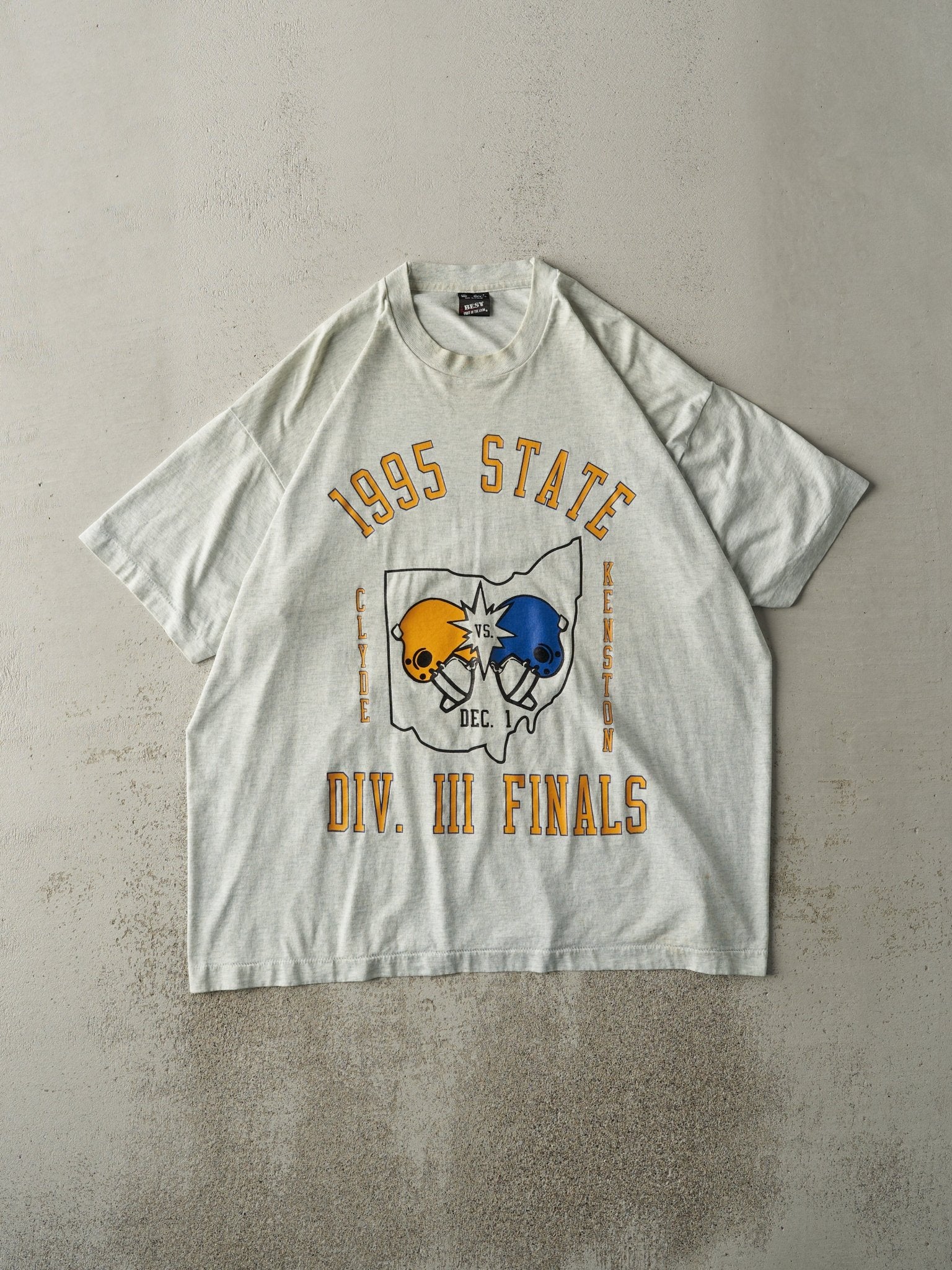 Vintage 95' Heather Grey Clyde vs Kenston State Finals Single Stitch Tee (L/XL)