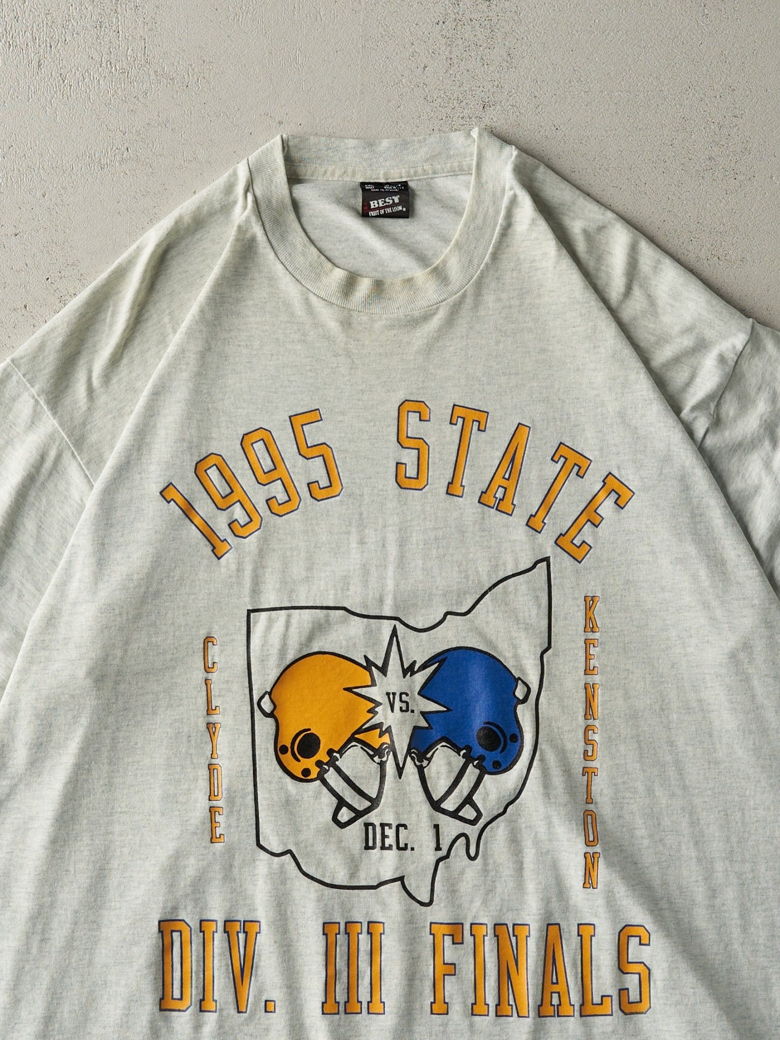 Vintage 95' Heather Grey Clyde vs Kenston State Finals Single Stitch Tee (L/XL)