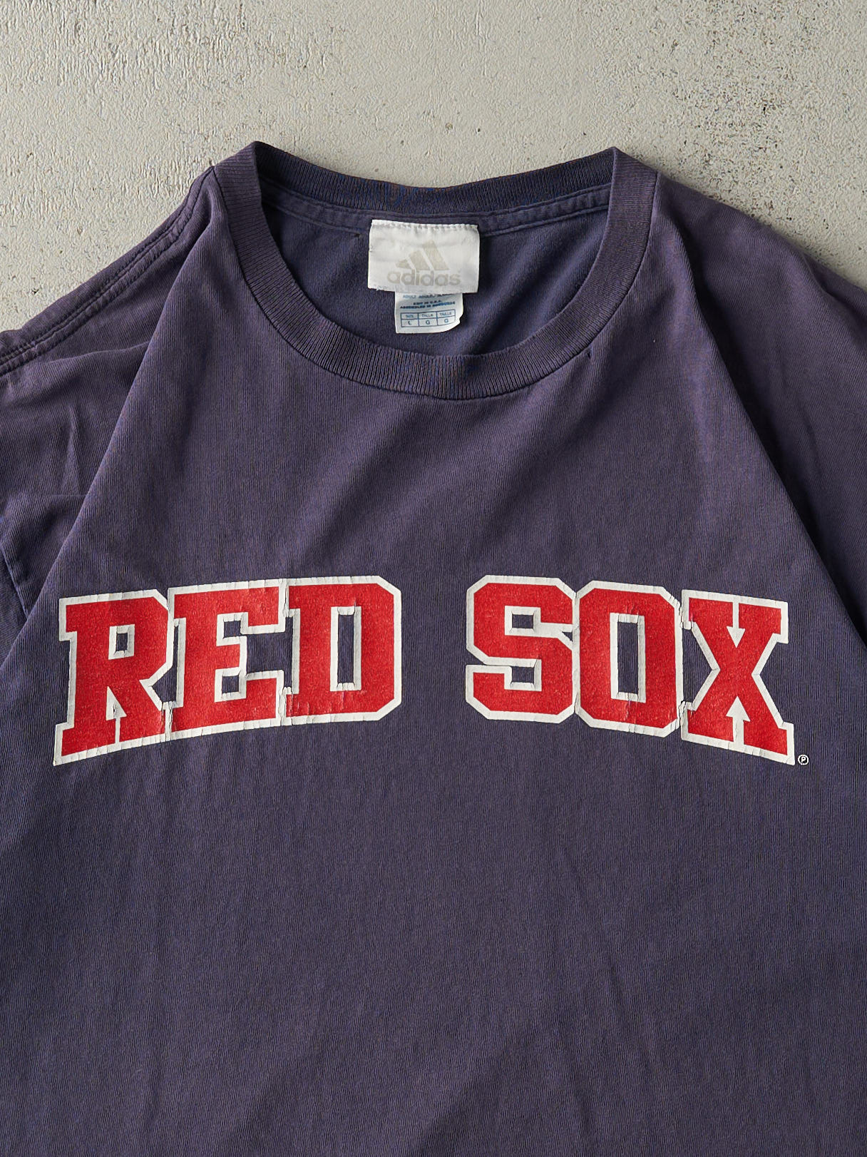 Vintage 02' Navy Blue Boston Red Sox x Adidas Tee (L)
