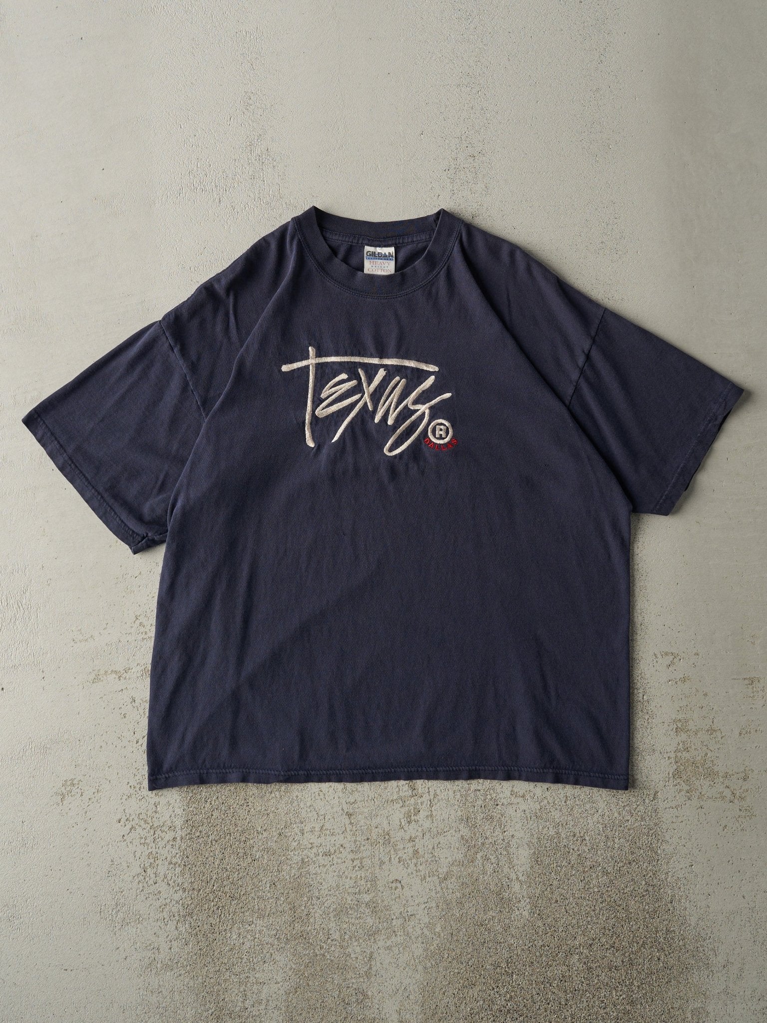Vintage Y2K Navy Blue Embroidered Dallas Texas Tee (L)