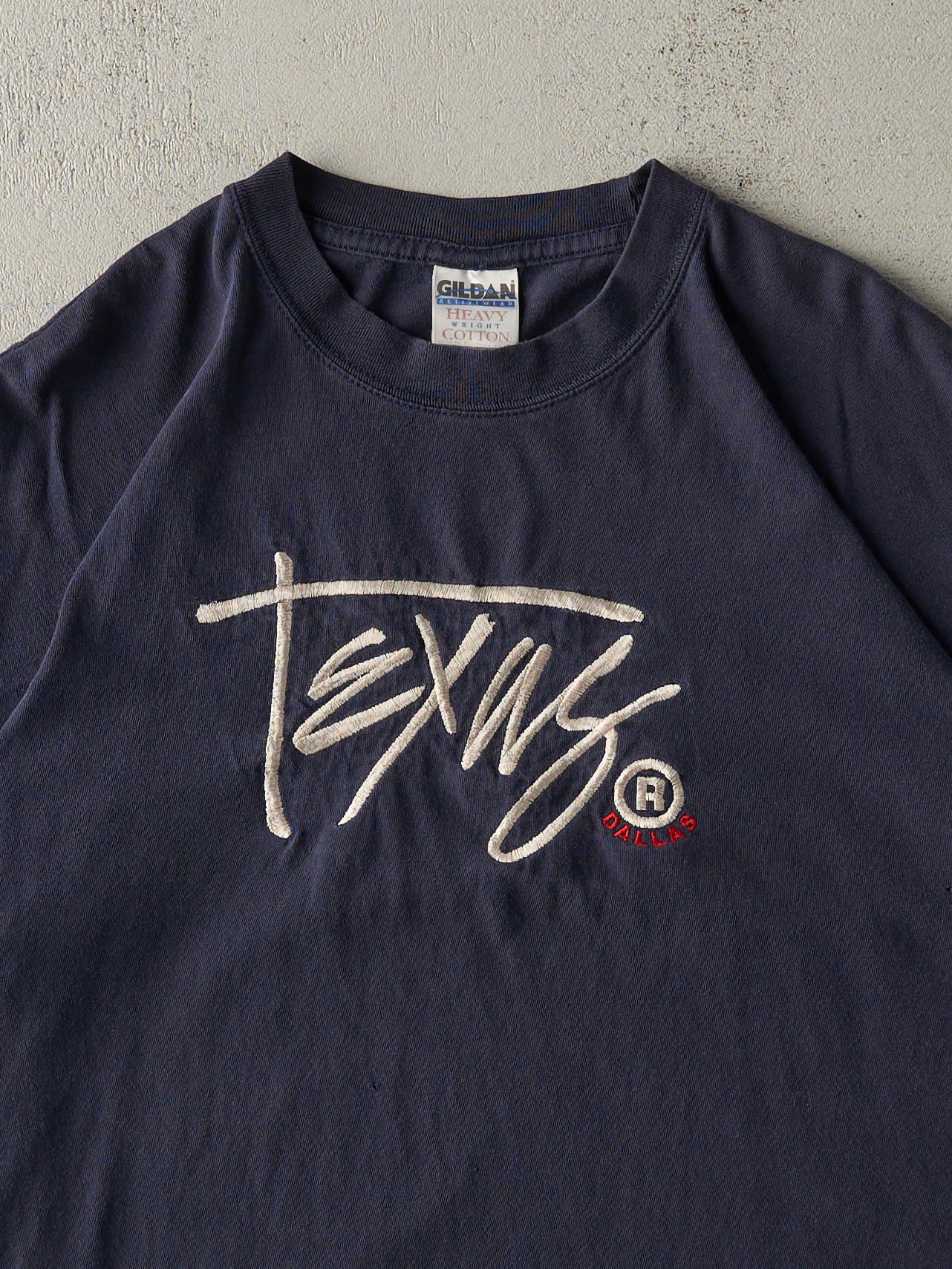 Vintage Y2K Navy Blue Embroidered Dallas Texas Tee (L)