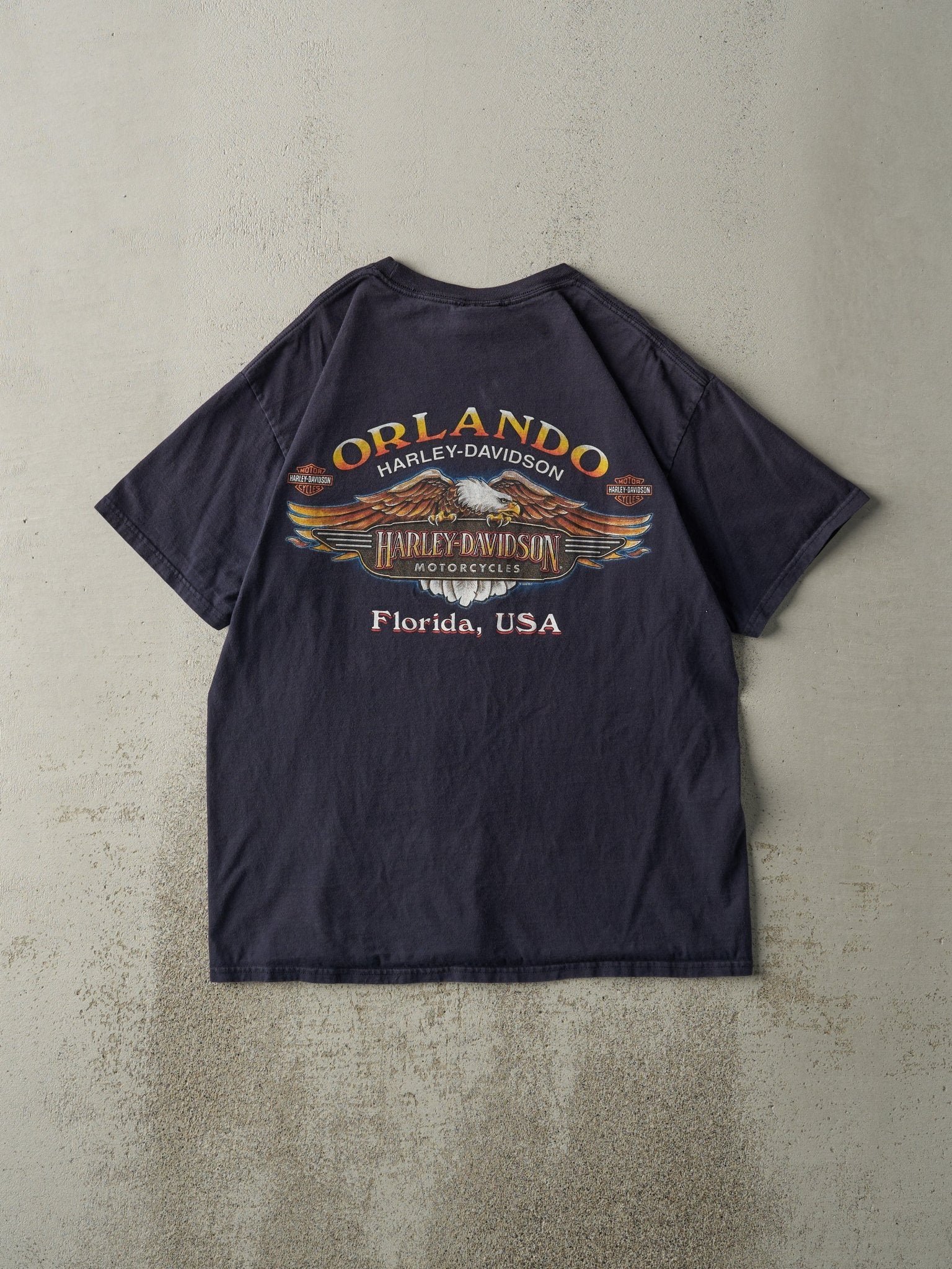 Vintage 00' Navy Blue Orlando Florida Harley Davidson Tee (M/L)