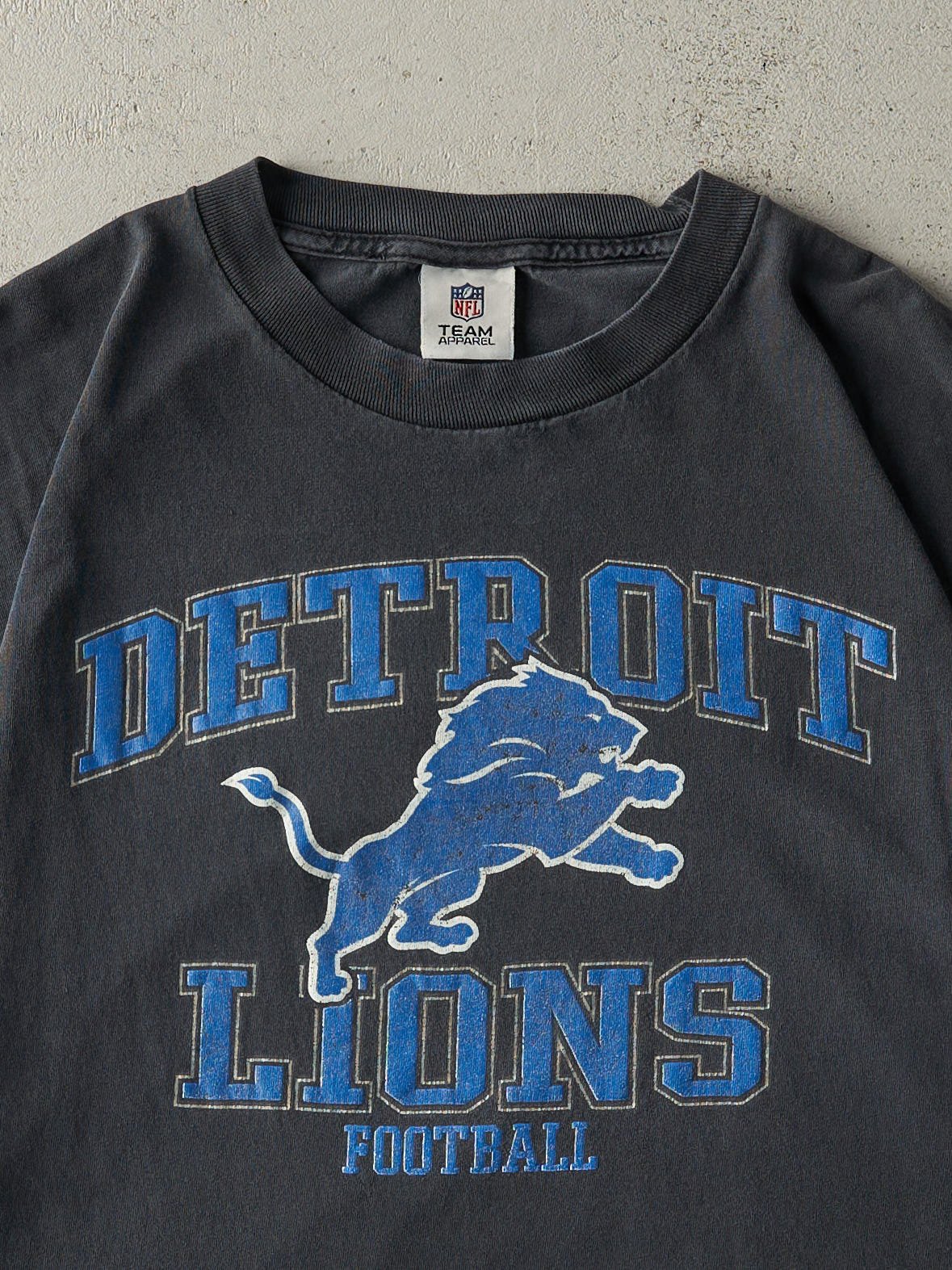 Vintage Y2K Faded Black Detroit Lions Tee (L/XL)