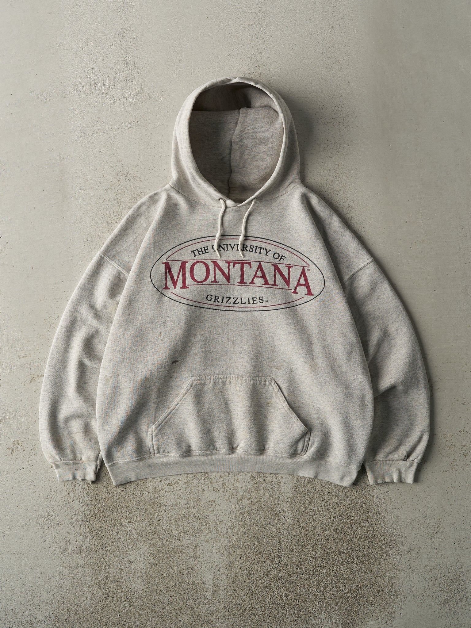 Vintage 90s Heather Grey University of Montana Grizzlies Boxy Hoodie (L)