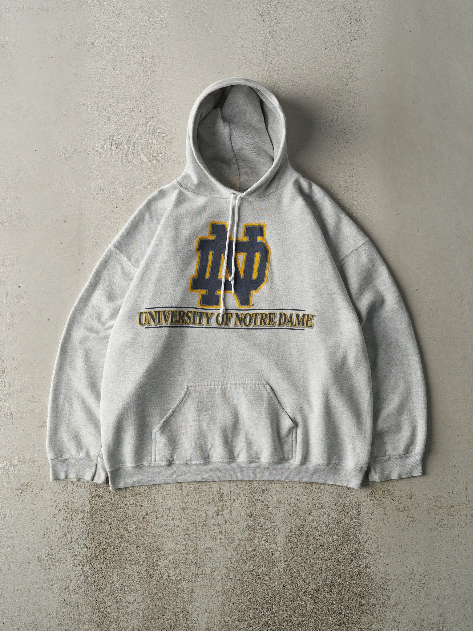 Vintage 90s Heather Grey University of Notre Dame Hoodie L