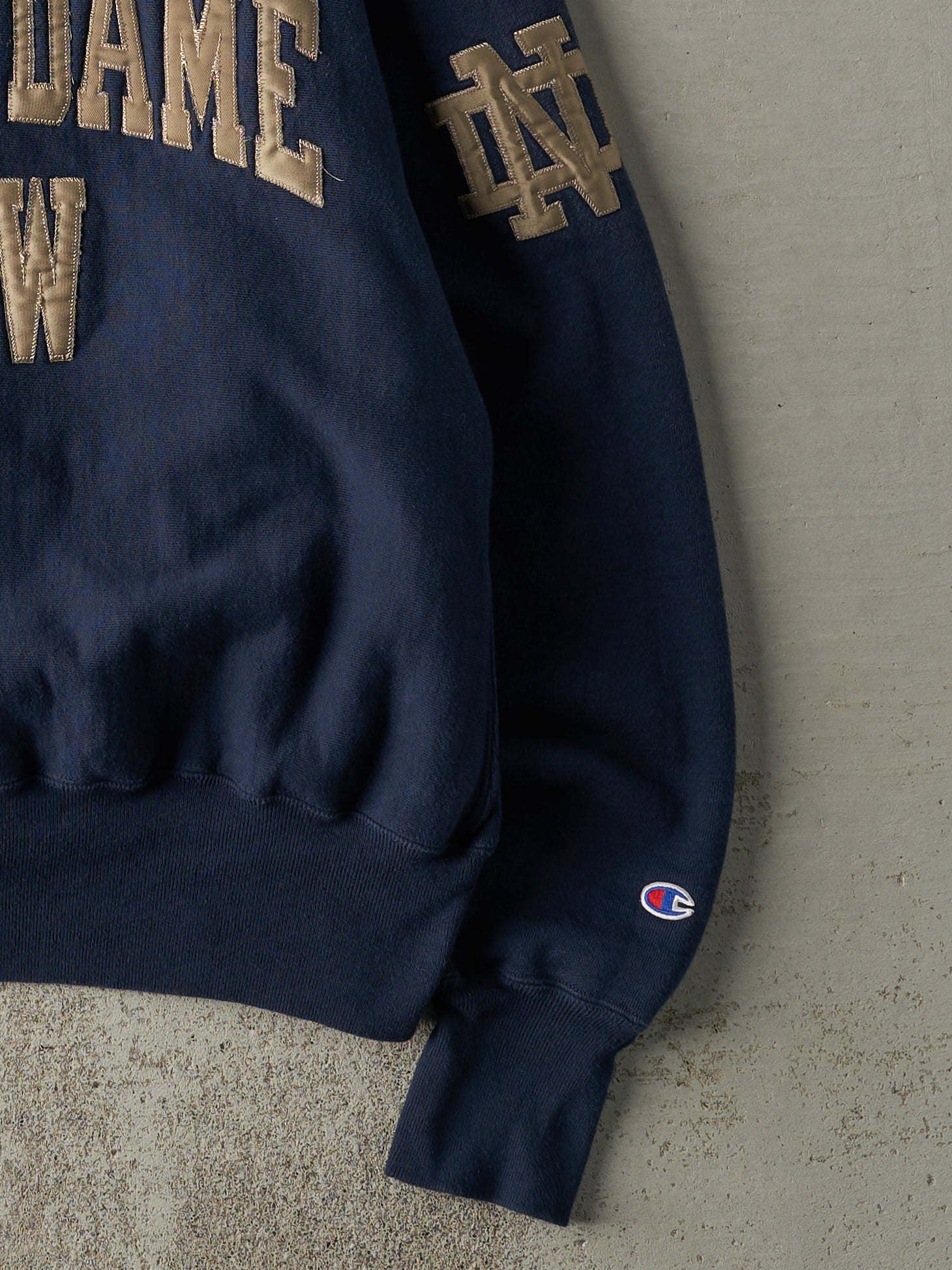 Vintage Y2K Navy Blue Notre Dame Law Champion Reverse Weave Crewneck (XL)