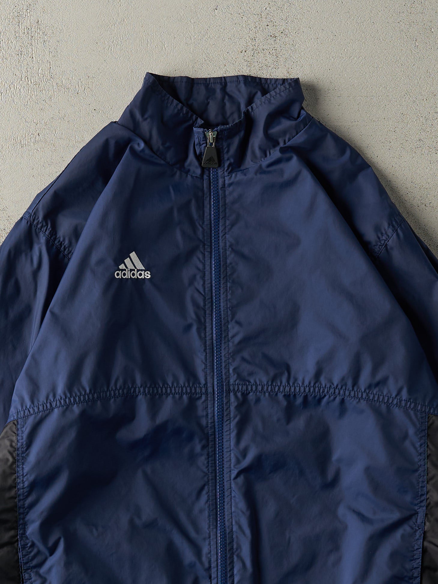 Vintage Y2K Navy Blue Embroidered Adidas Windbreaker (M)