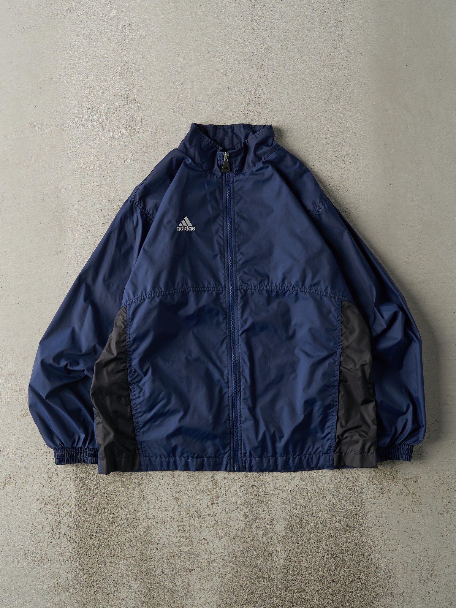 Vintage Y2K Navy Blue Embroidered Adidas Windbreaker (M)