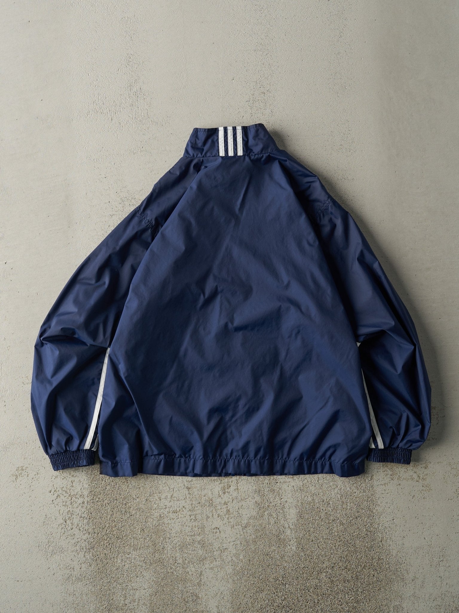 Vintage Y2K Navy Blue Embroidered Adidas Windbreaker (M)