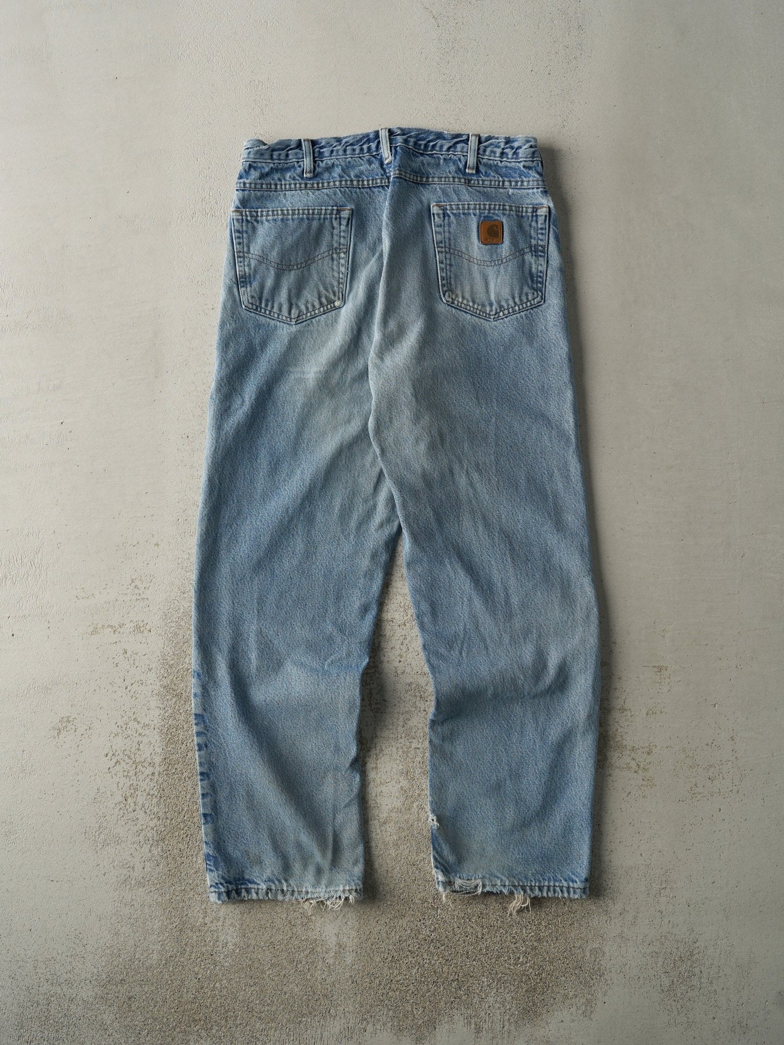 Vintage 90s Light Wash Flannel Lined Carhartt Jeans (35x31.5)