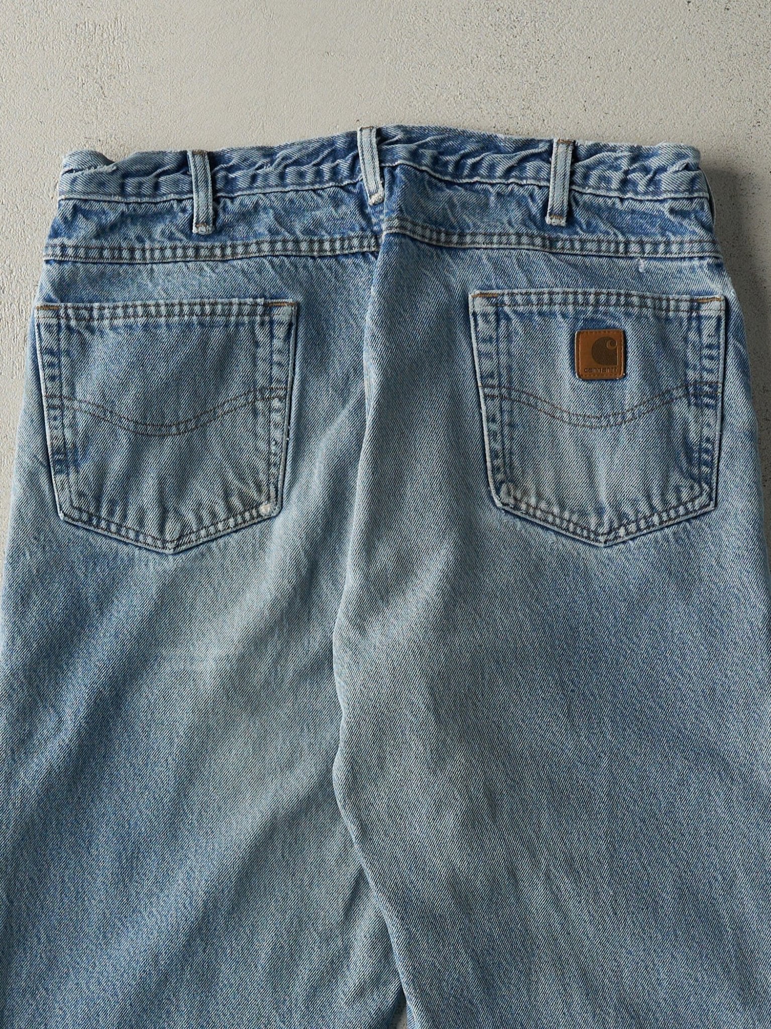 Vintage 90s Light Wash Flannel Lined Carhartt Jeans (35x31.5)
