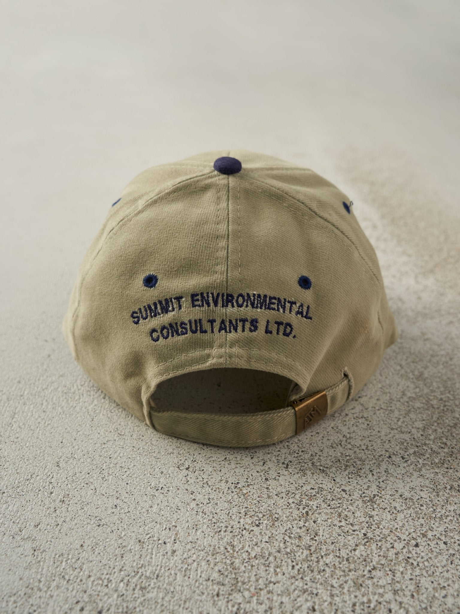 Vintage 90s Beige & Blue Embroidered Summit Environmental Strapback Hat