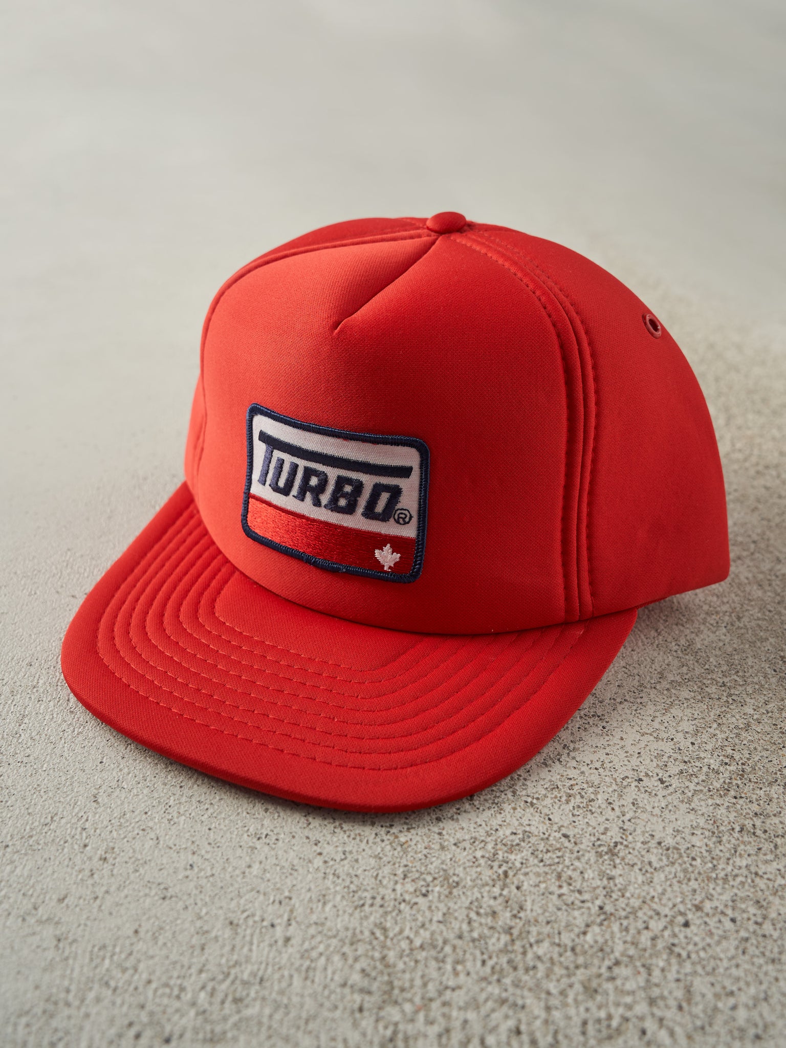 Vintage 80s Red Turbo Foam Snap Back Hat