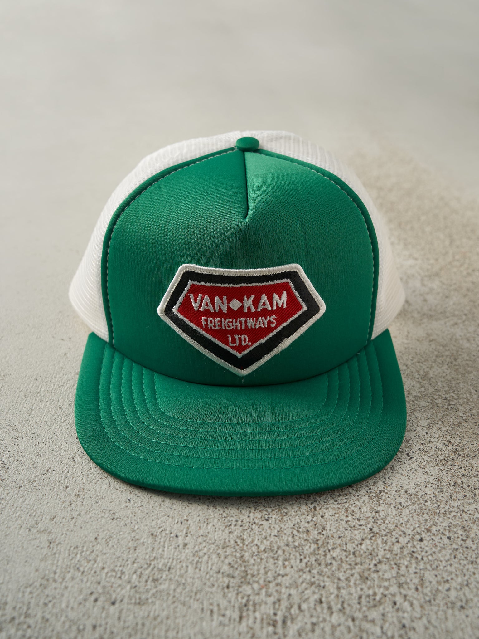 Vintage 80s Green Van Kam Freight Ways Foam Trucker Hat