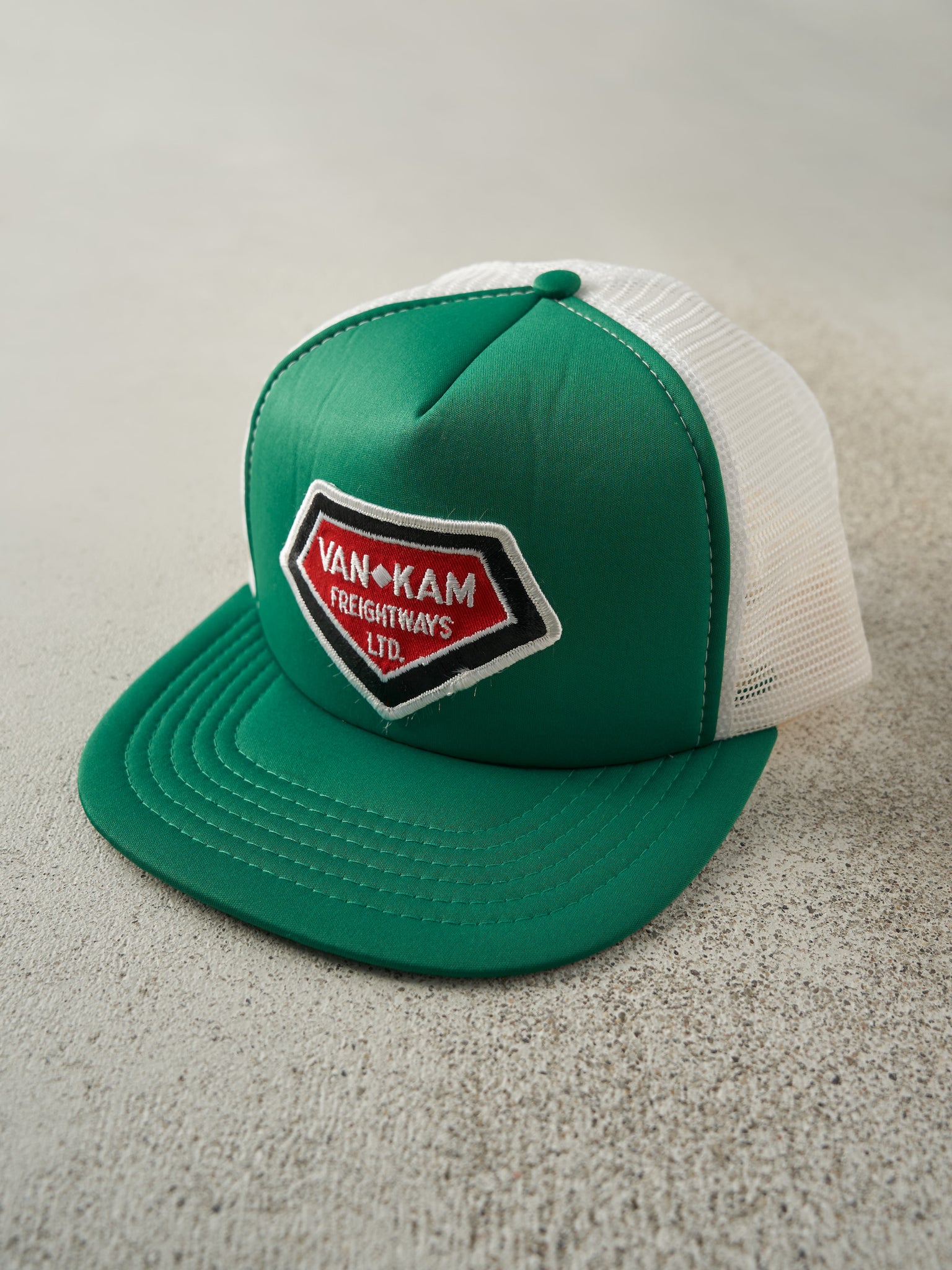 Vintage 80s Green Van Kam Freight Ways Foam Trucker Hat