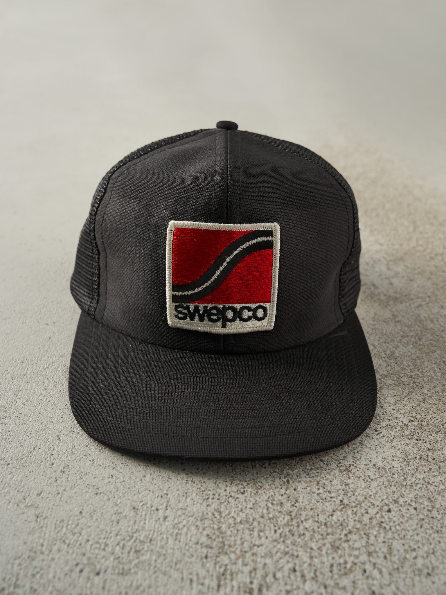 Vintage 90s Black Swepco Patch Trucker Hat