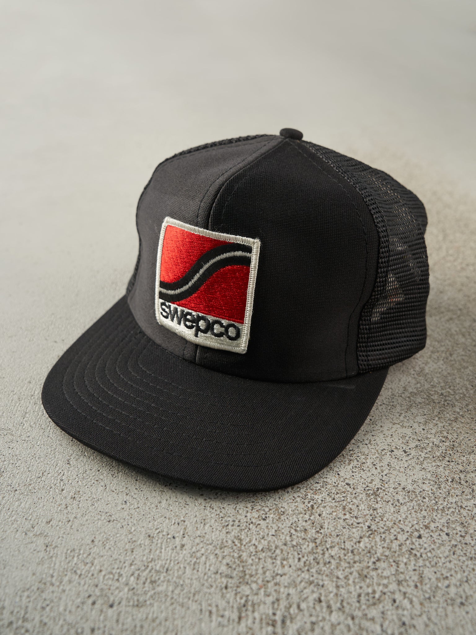 Vintage 90s Black Swepco Patch Trucker Hat