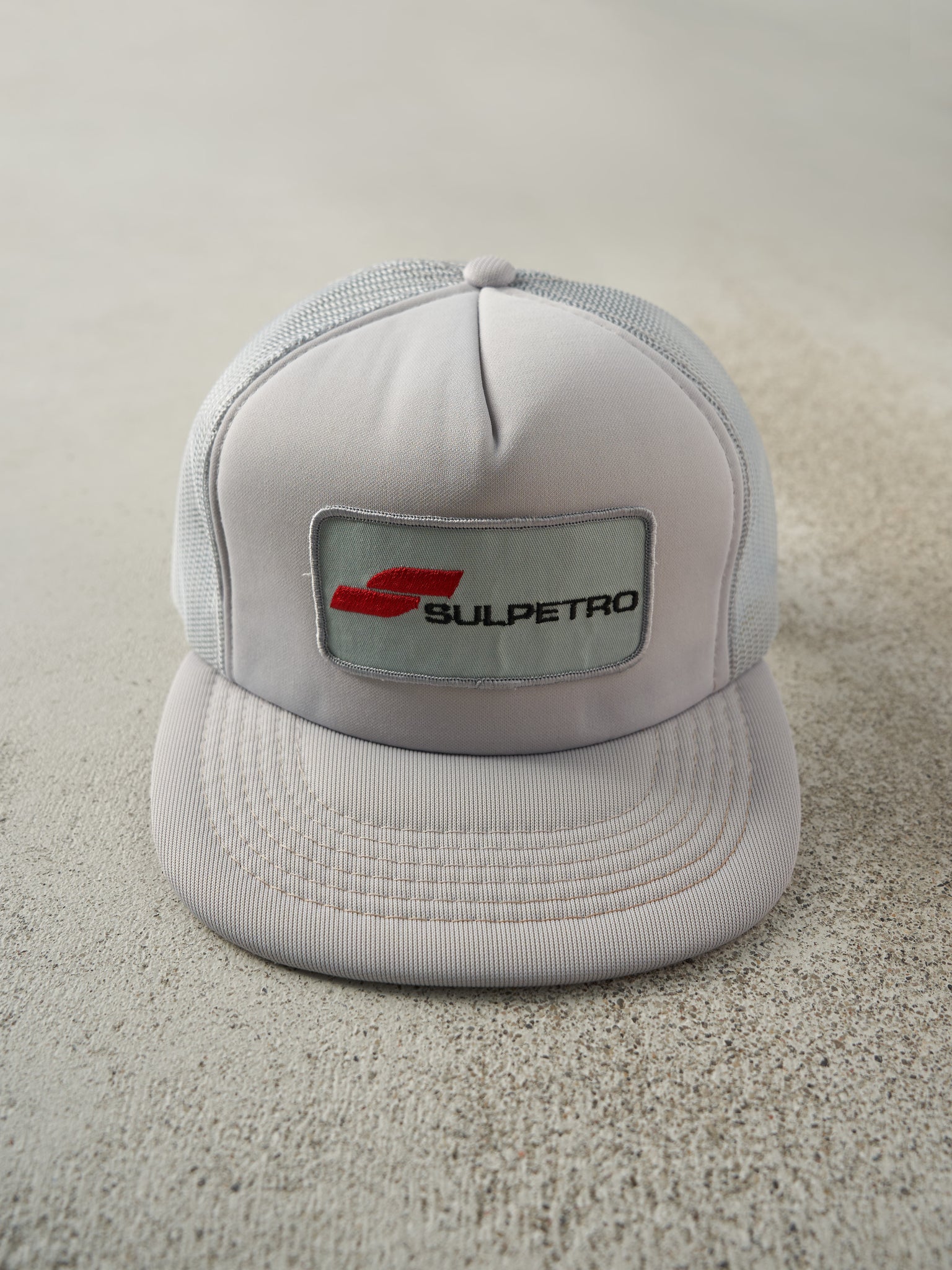 Vintage 80s Grey Sulpetro Patch Foam Trucker Hat