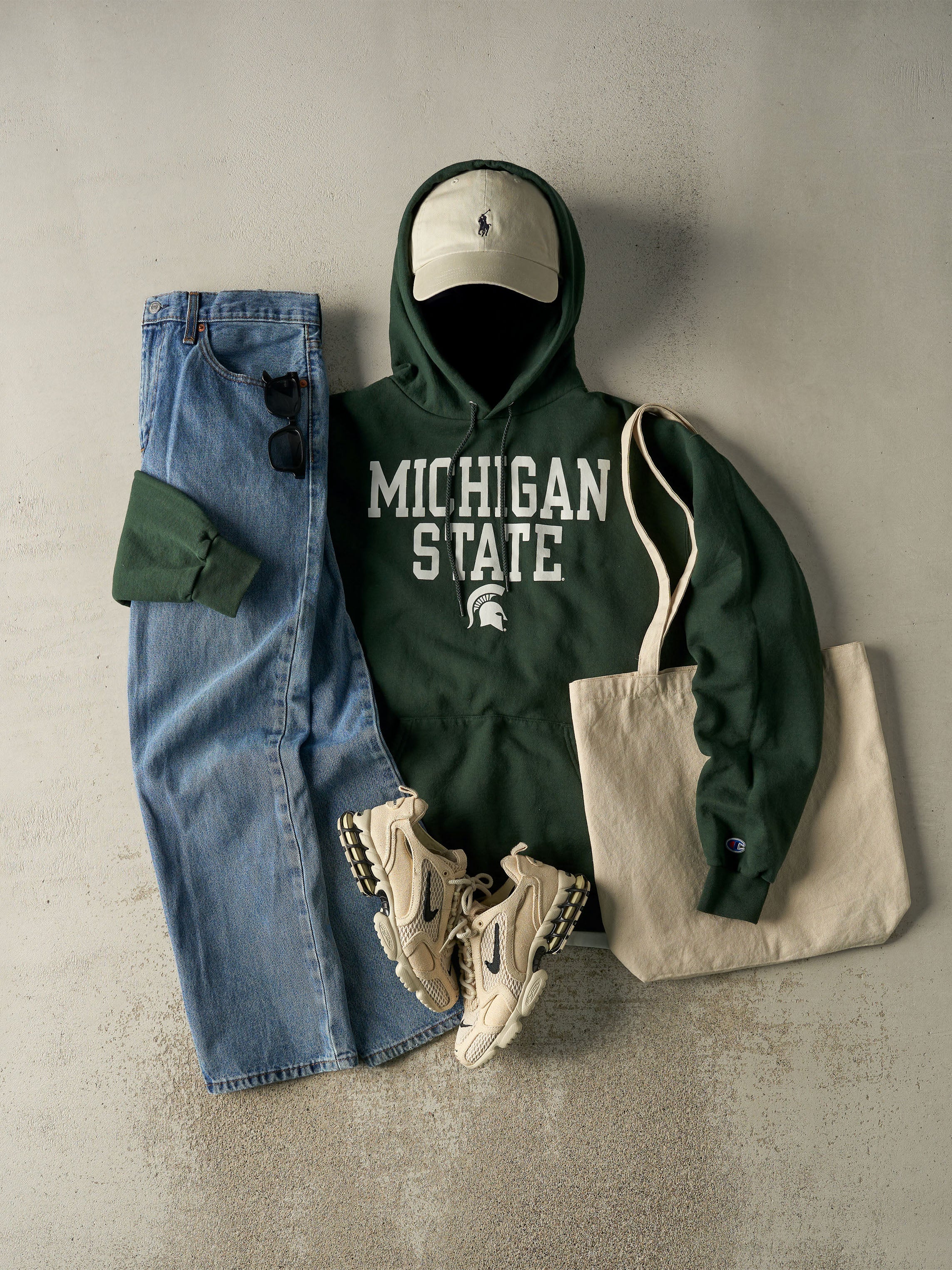Vintage 90s Green Michigan State University Spartans Hoodie (L/XL)