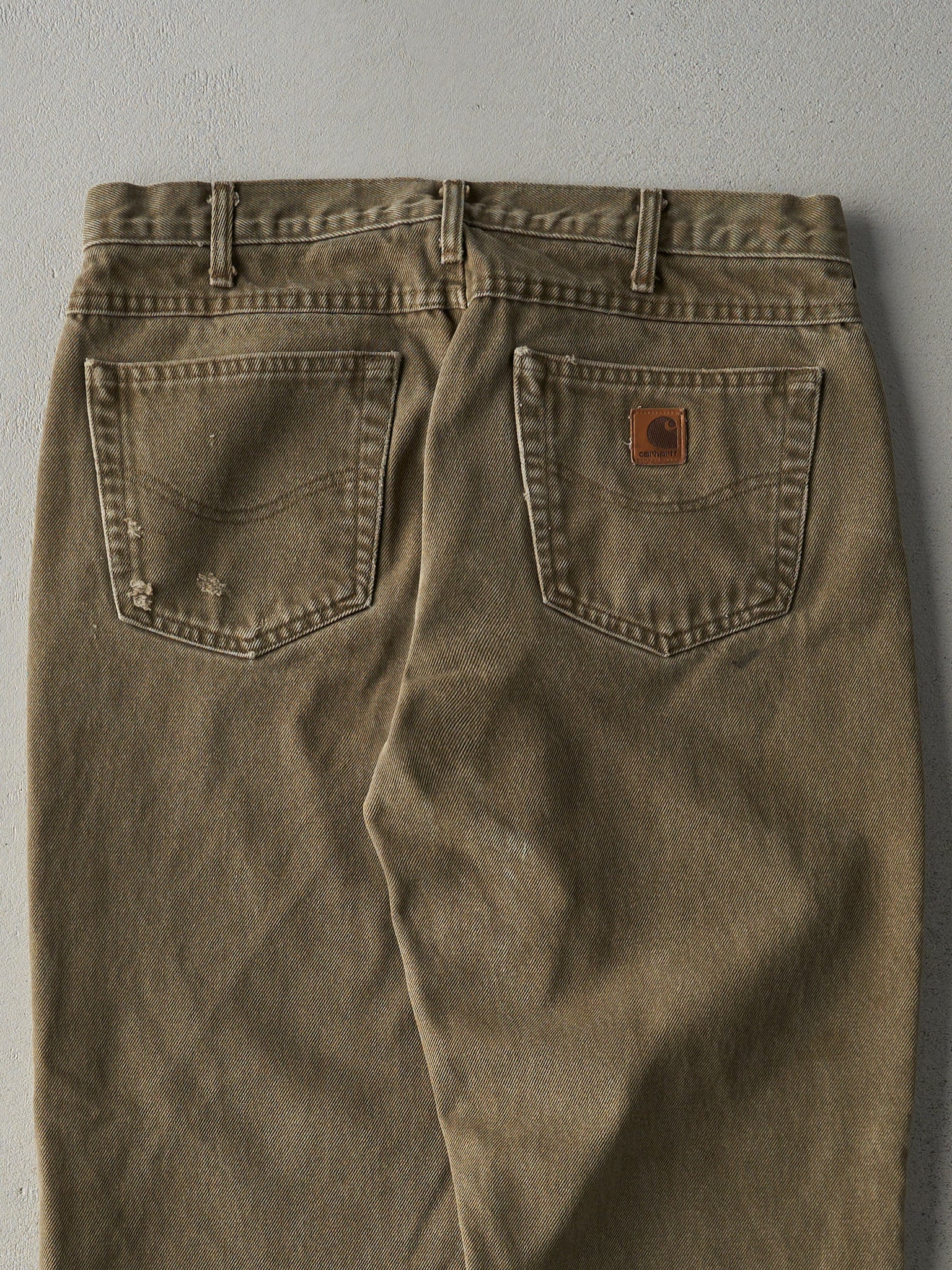 Vintage 90s Washed Brown Blanket Lined Carhartt Denim Pants (34x29)