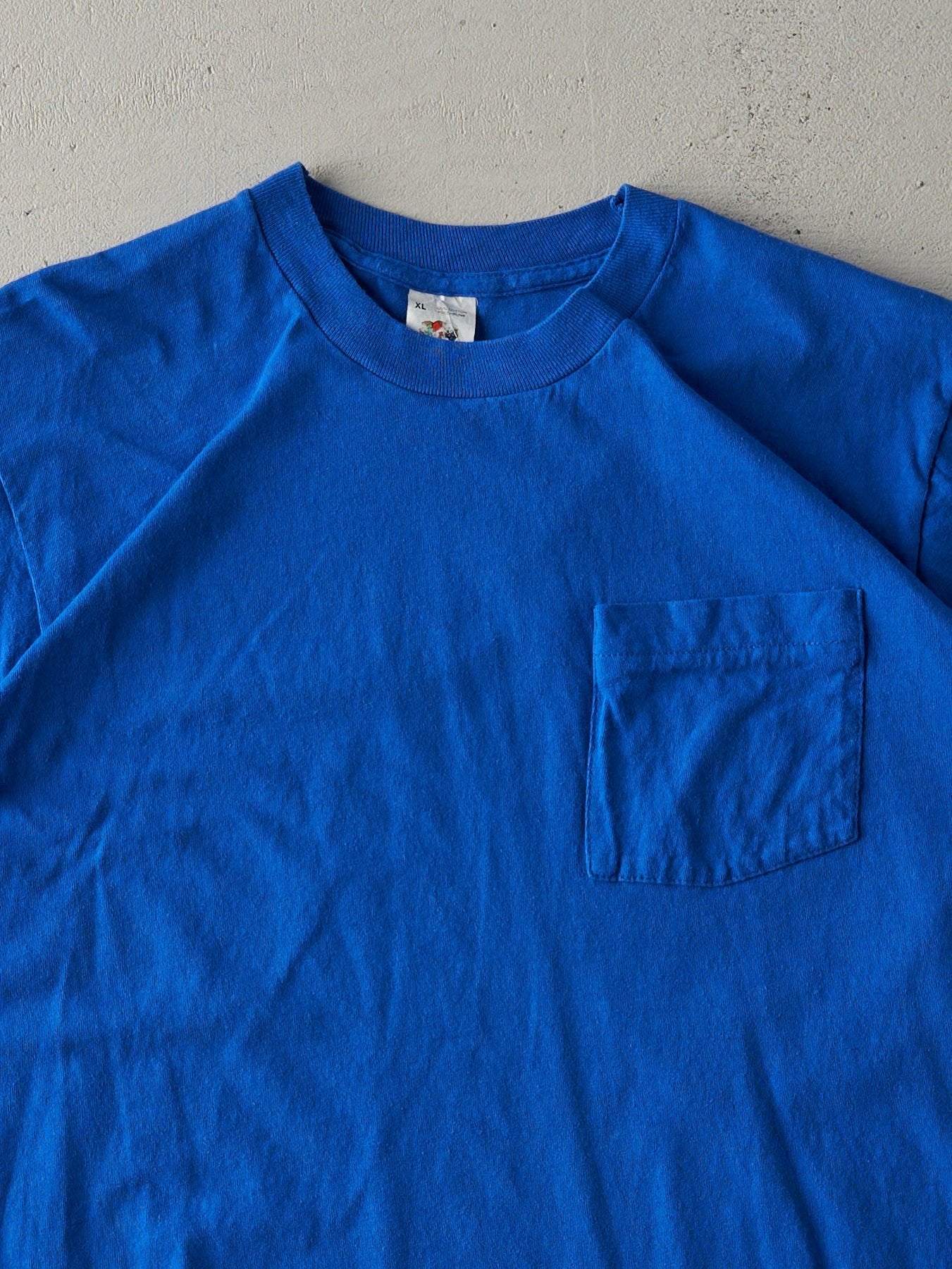 Vintage 80s Royal Blue Blank Single Stitch Pocket Tee (M)