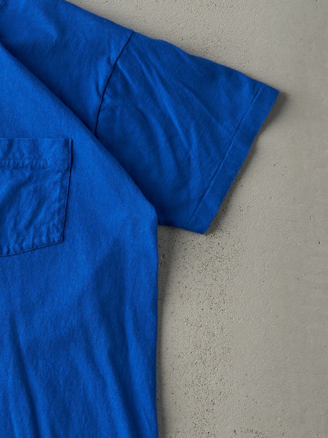 Vintage 80s Royal Blue Blank Single Stitch Pocket Tee (M)