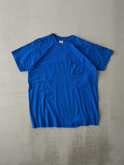 Vintage 80s Royal Blue Blank Single Stitch Pocket Tee (M)