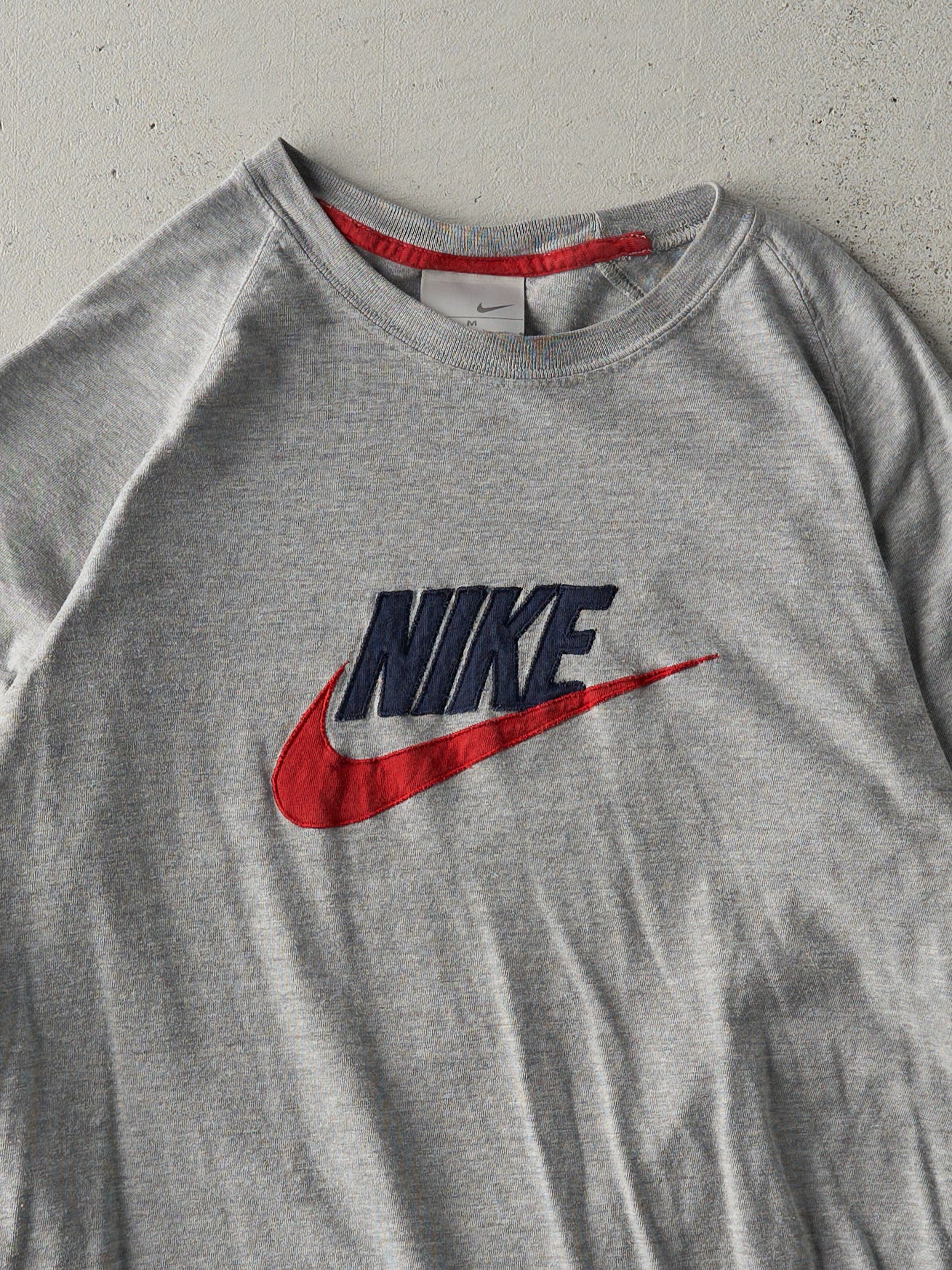 Vintage Y2K Grey Nike Logo Long Sleeve (S)