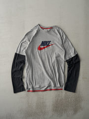 Vintage Y2K Grey Nike Logo Long Sleeve (S)