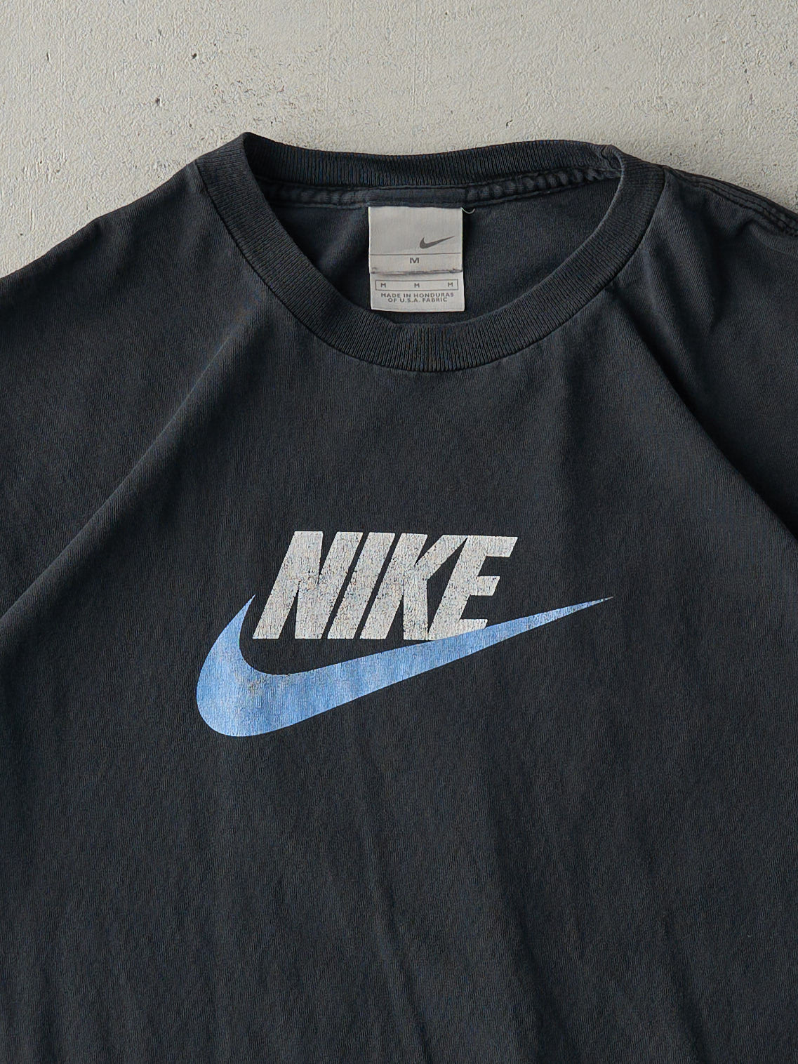 Vintage Y2K Faded Black Nike Logo Tee (M)