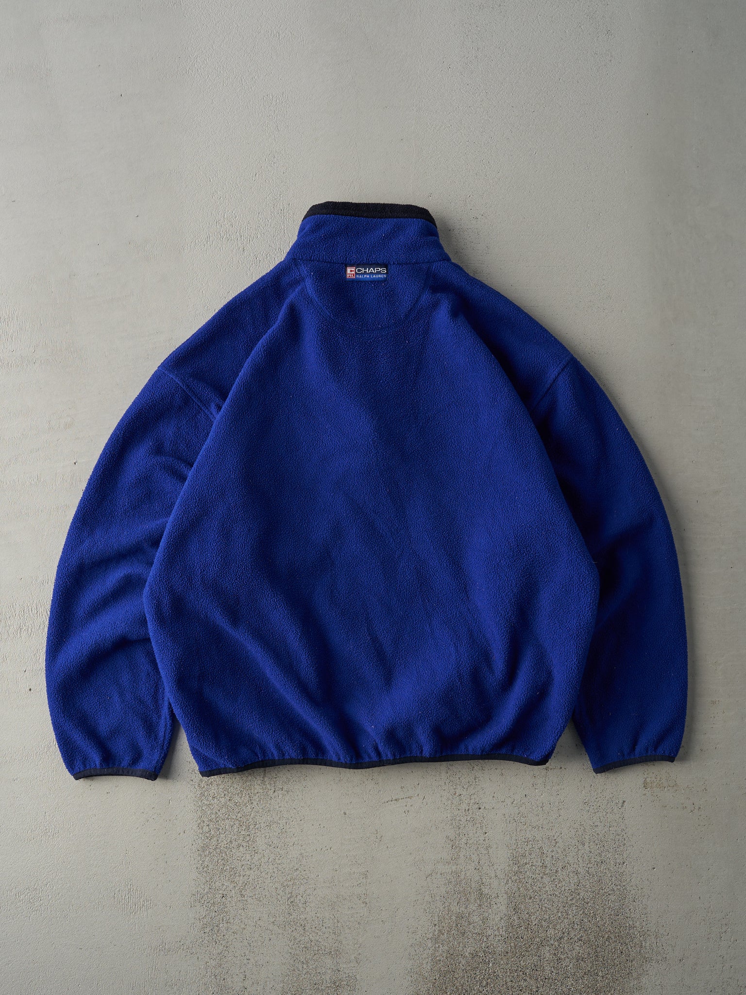 Vintage 90s Royal Blue Chaps Ralph Lauren Fleece Quarter Zip Boxy Sweater (XL)