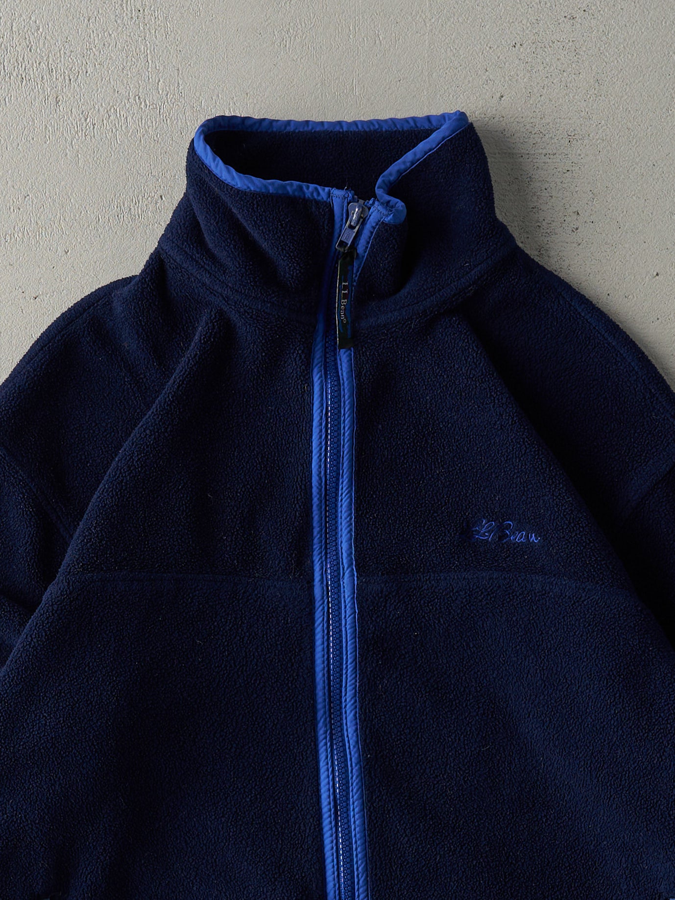 Vintage 80s Navy Blue LL Bean Zip Up Fleece Sweater (M)