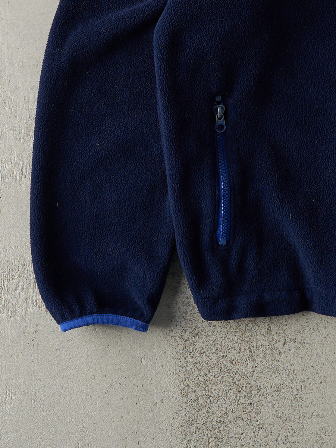 Vintage 80s Navy Blue LL Bean Zip Up Fleece Sweater (M)