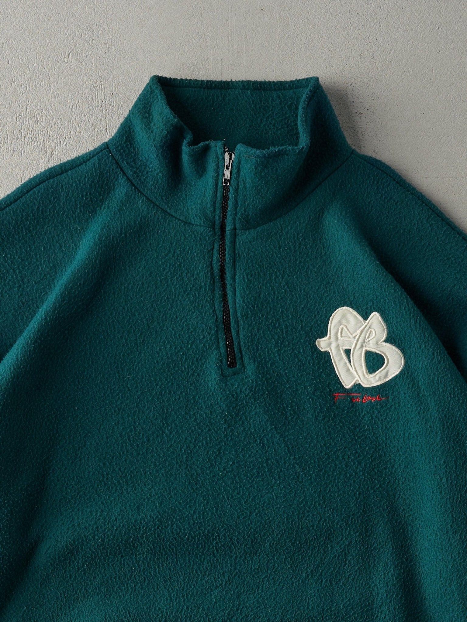 Vintage 90s RARE Forest Green Fubu Quarter Zip Fleece Sweater (XXL)