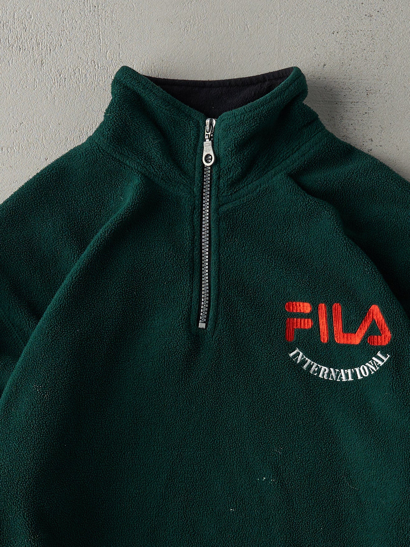 Vintage 80s Black Forest Green Fila Embroidered Fleece Sweater (L)