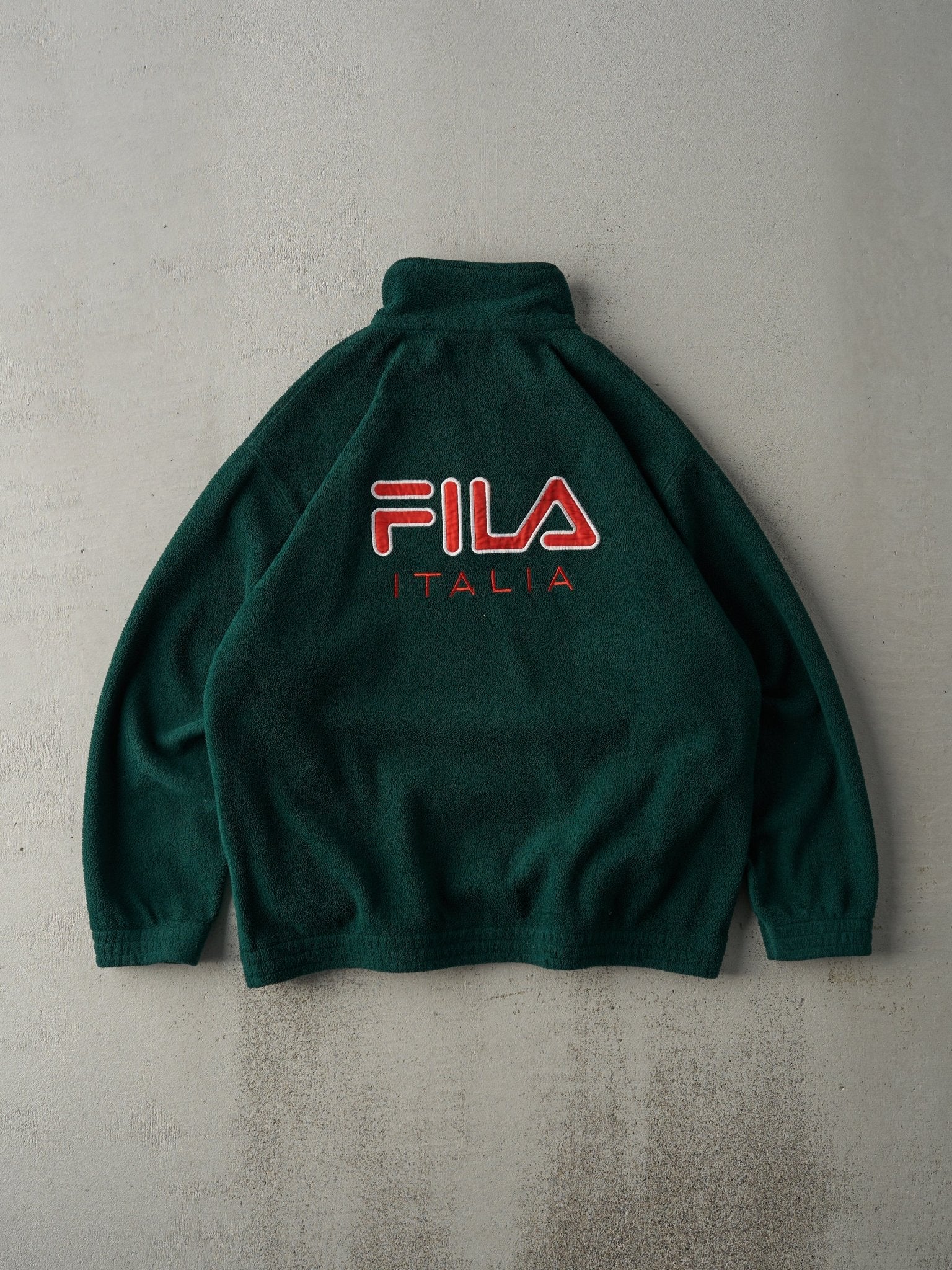 Vintage 80s Black Forest Green Fila Embroidered Fleece Sweater (L)